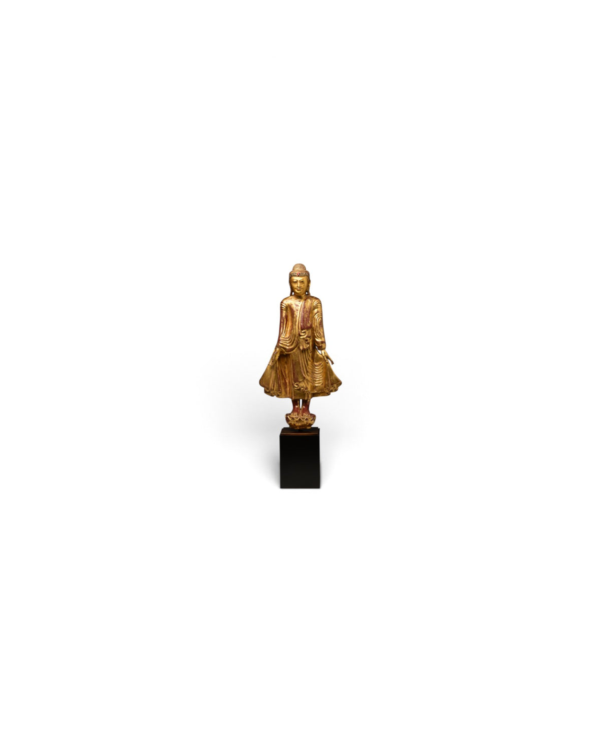 Burmese Wooden Standing Buddha Mandalay Style with Stand
