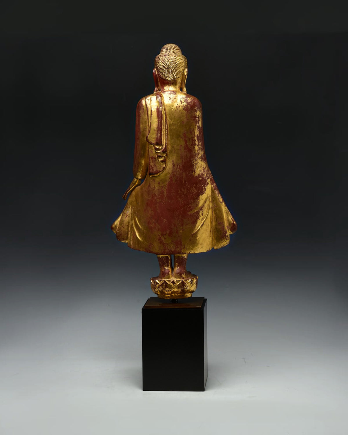Burmese Wooden Standing Buddha Mandalay Style with Stand