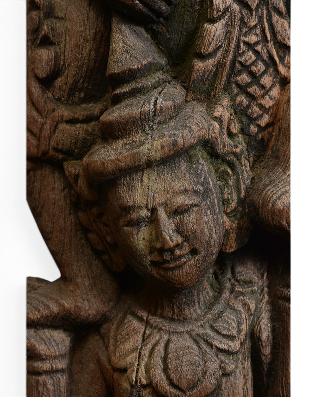 A Pair of Burmese Wooden Finial (Chofa) with Figures - Set of 2