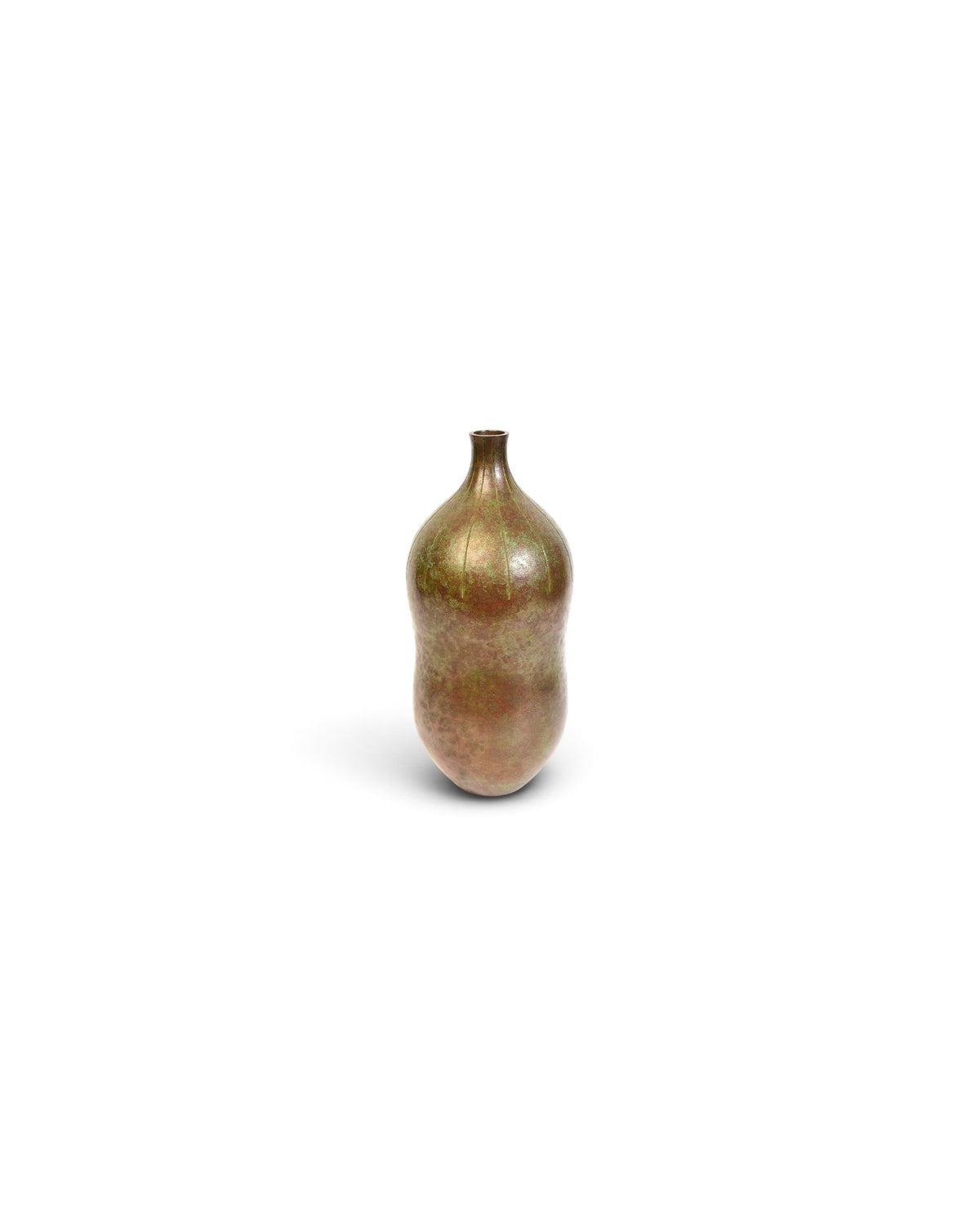 Japanese Bronze Vase in Gourd Shape with Makers Signature
