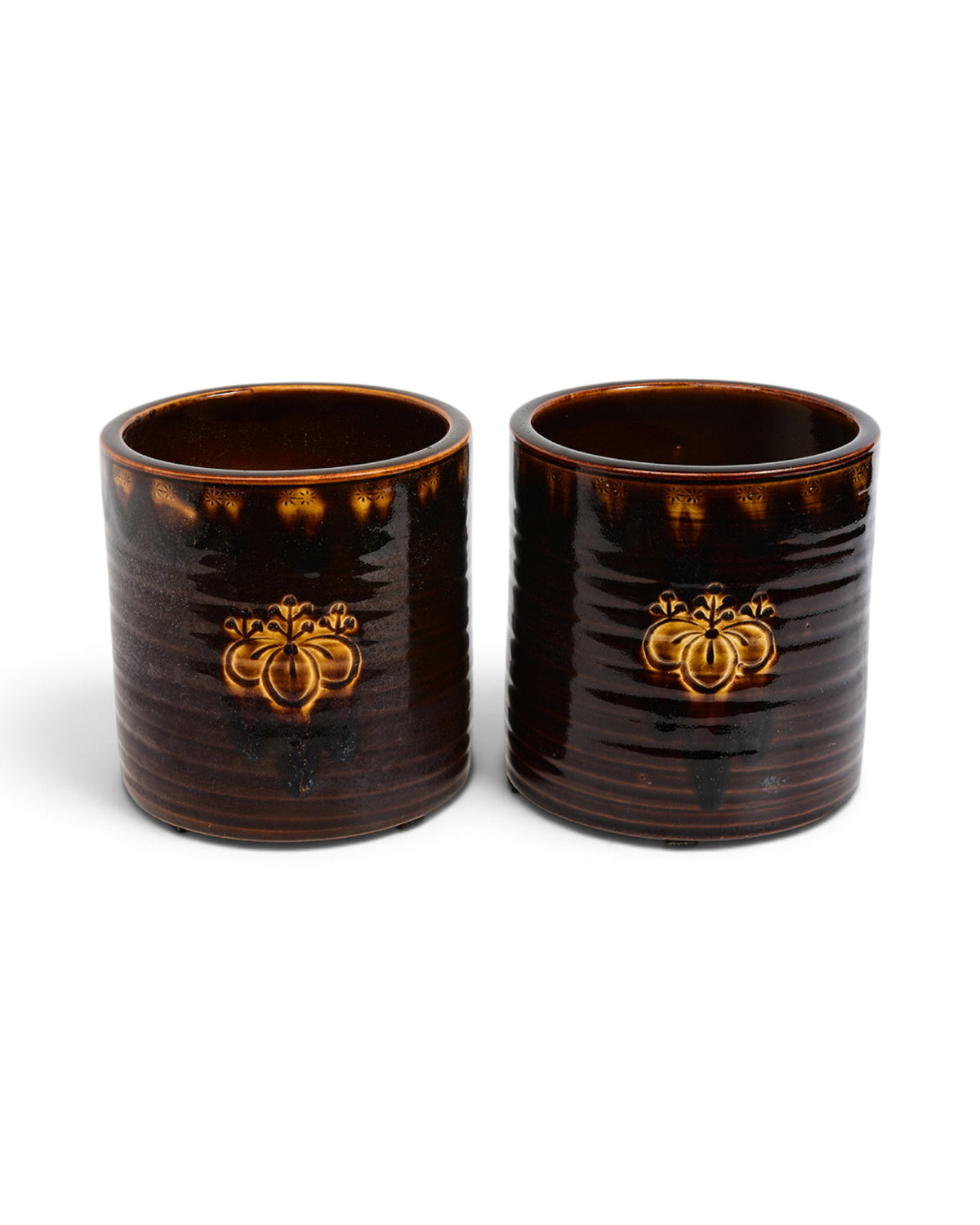 A Pair of Ceramic Hibachi with Artist Signature - Set of 2