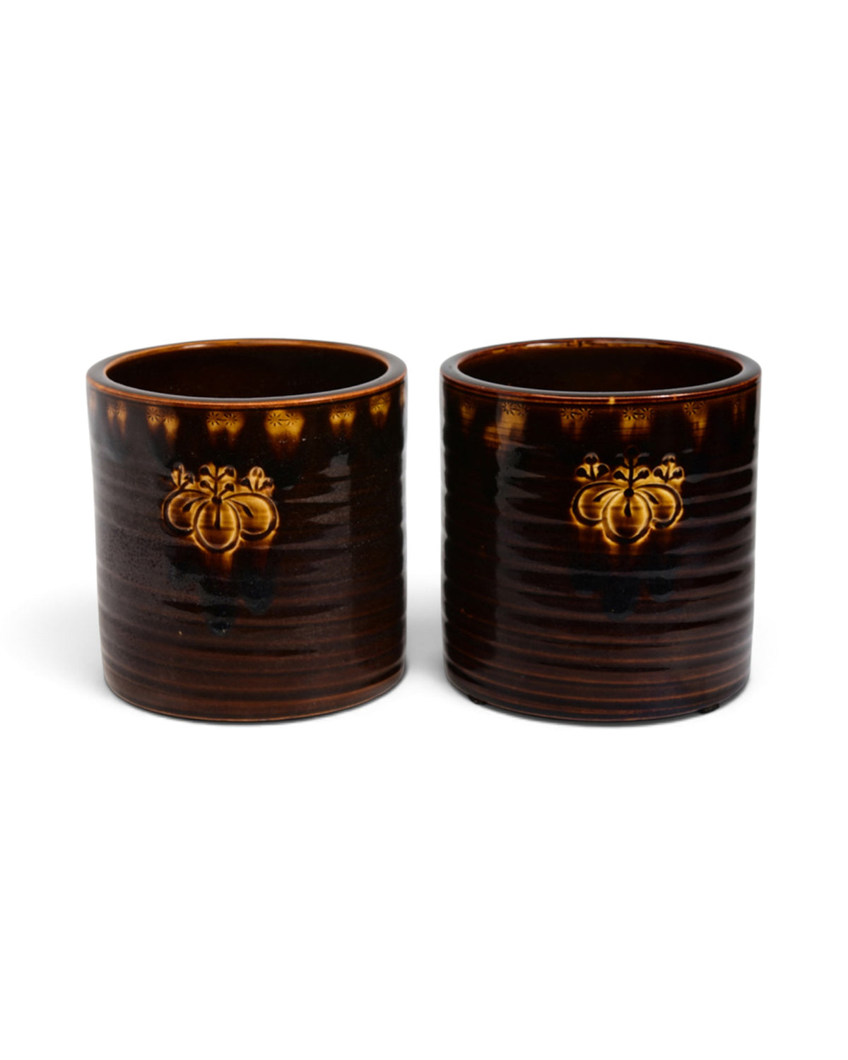A Pair of Ceramic Hibachi with Artist Signature - Set of 2