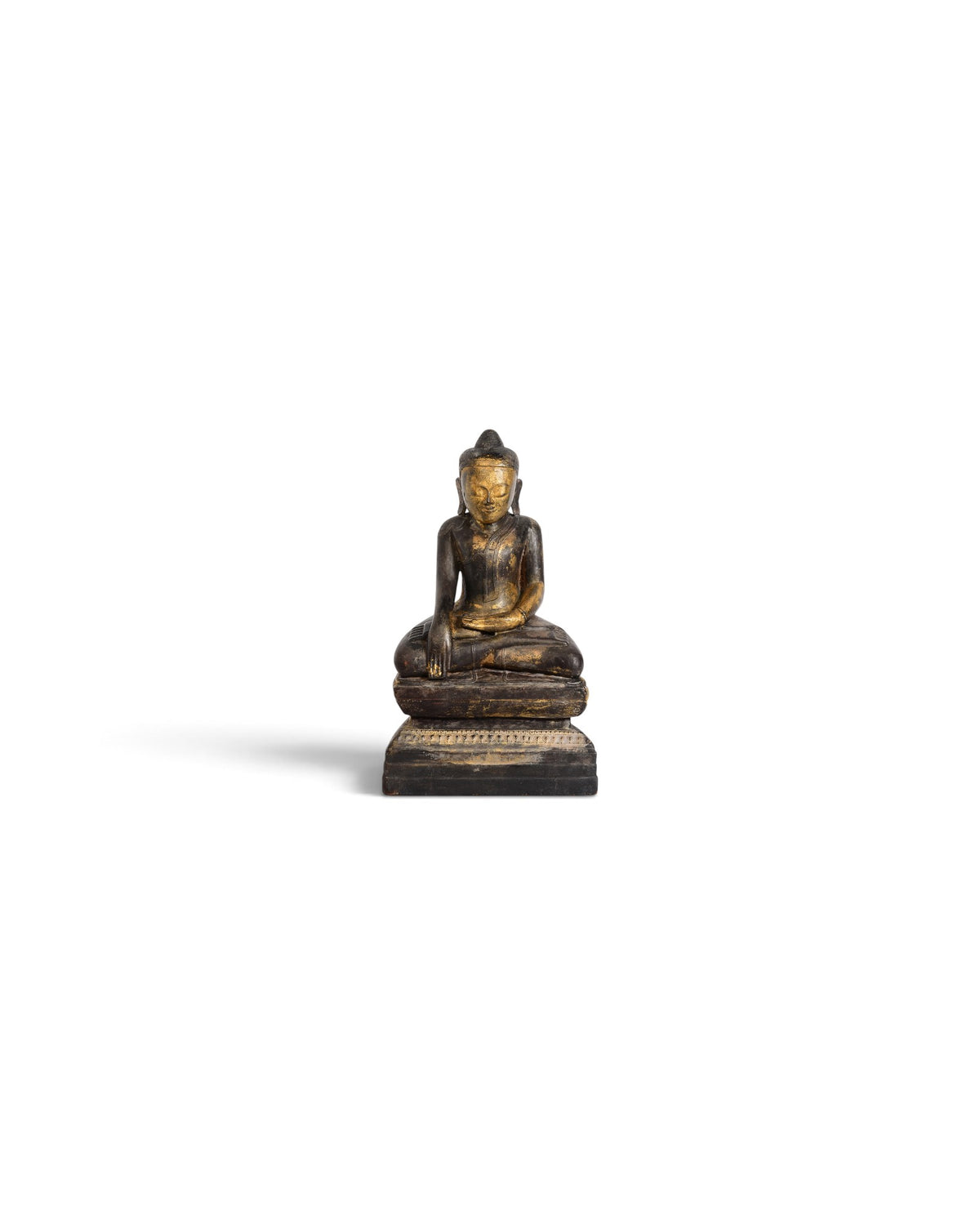 Burmese Wooden Seated Buddha, Black Lacquer