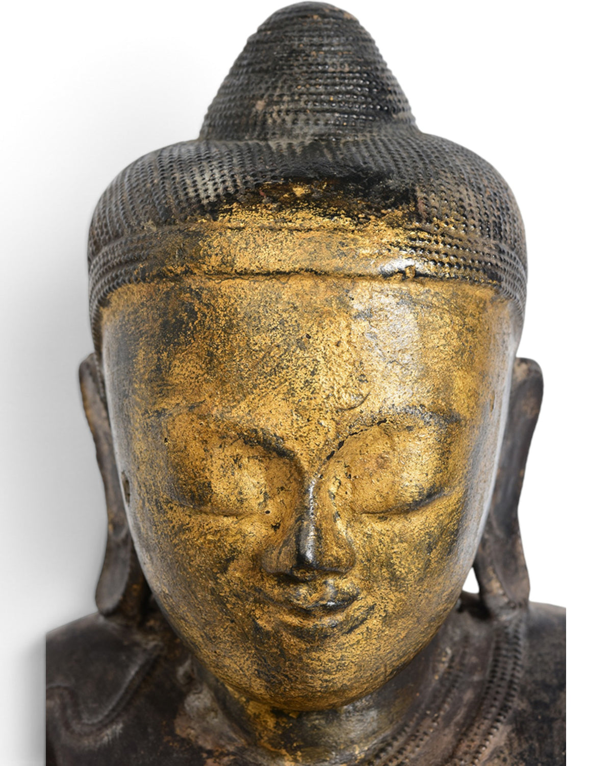 Burmese Wooden Seated Buddha, Black Lacquer