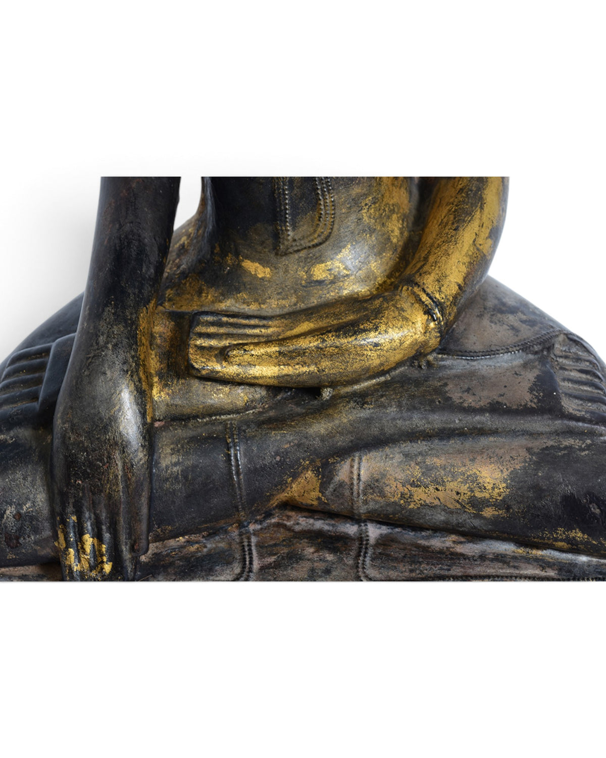 Burmese Wooden Seated Buddha, Black Lacquer
