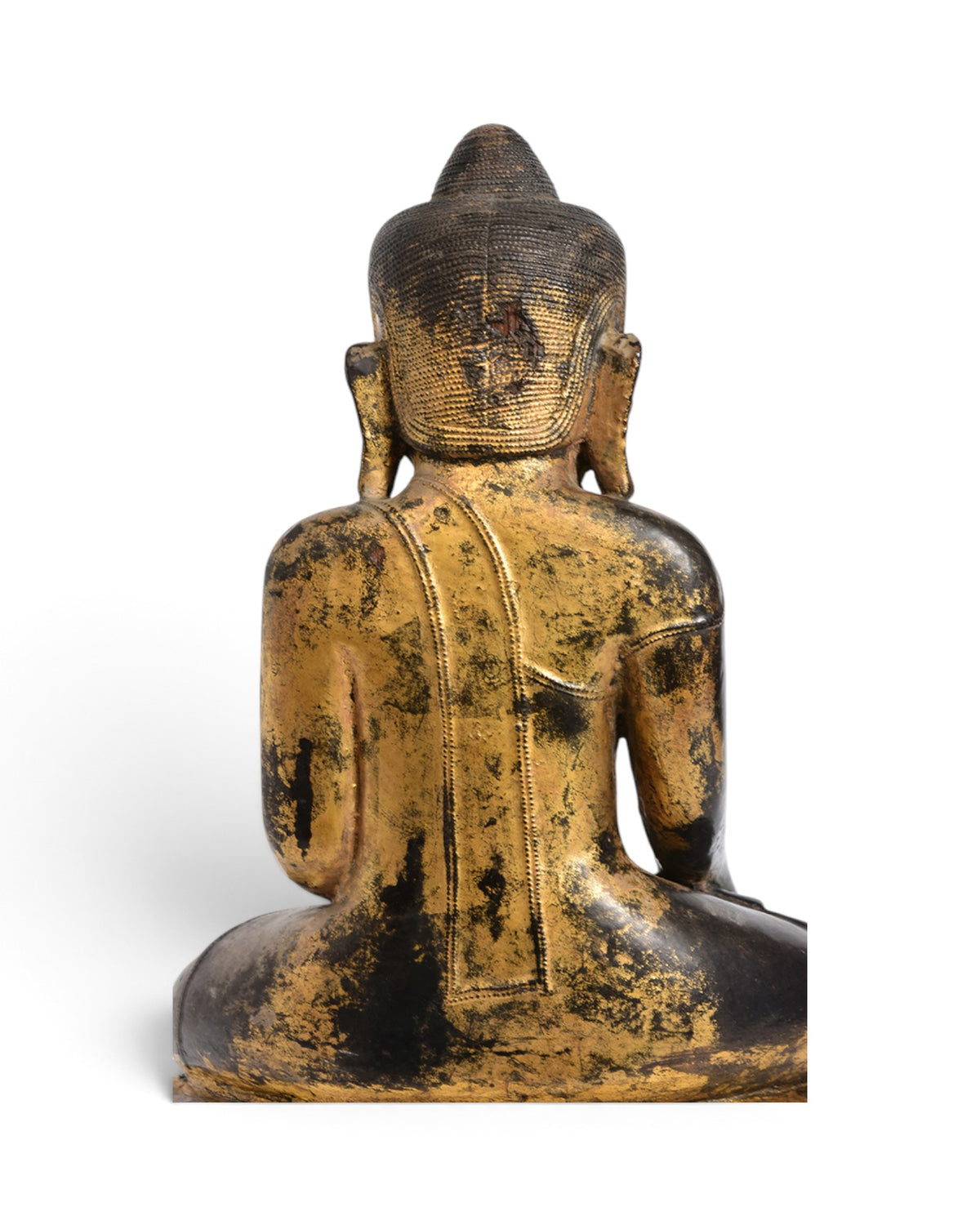 Burmese Wooden Seated Buddha, Black Lacquer