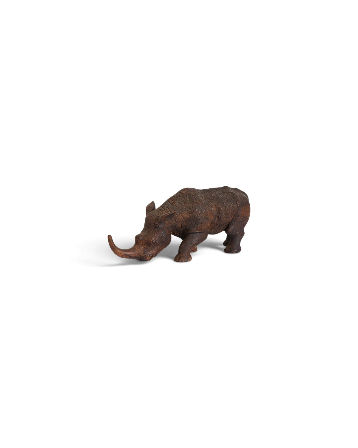 Finely Carved Asian Wooden Rhino Animal Statue