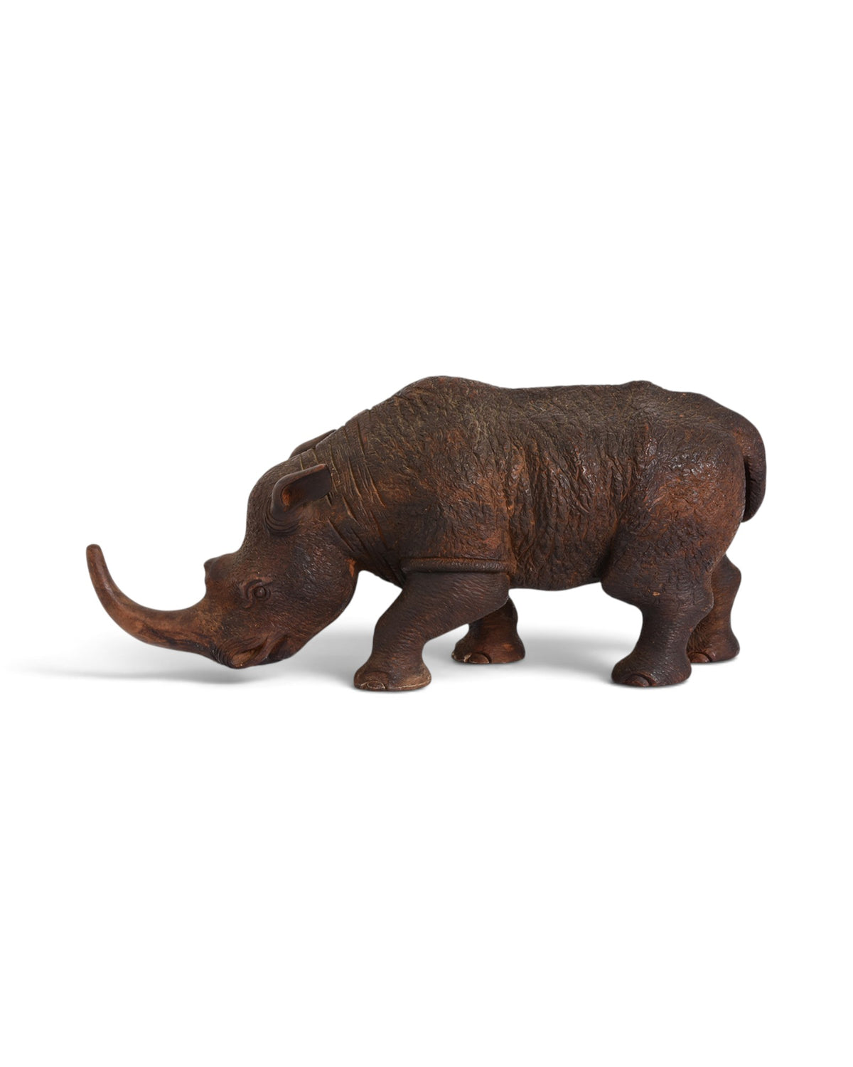 Finely Carved Asian Wooden Rhino Animal Statue