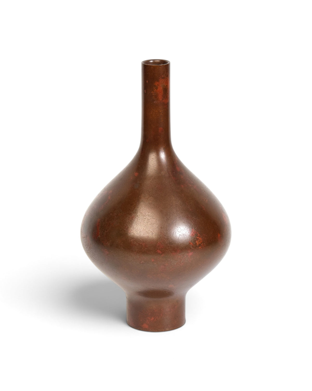 Japanese Bulbous Bronze Vase with Artist Sign - 20th Century