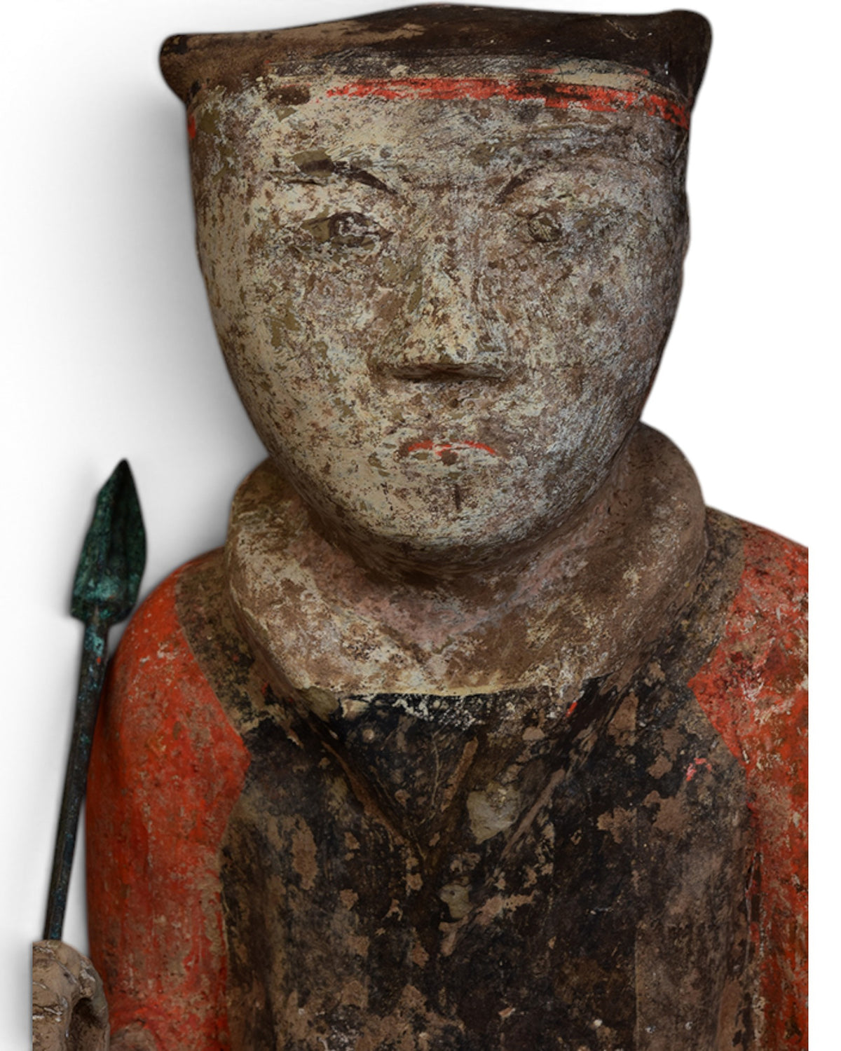 A Pair of Chinese Painted Pottery Warrior Holding Bronze Spear with Oxford TL Test - Set of 2