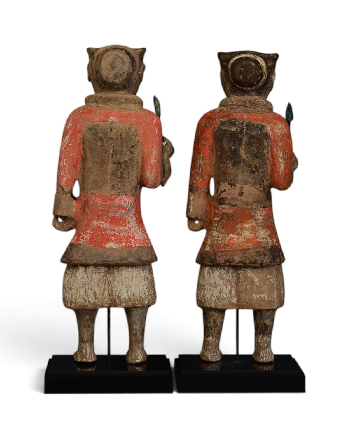 A Pair of Chinese Painted Pottery Warrior Holding Bronze Spear with Oxford TL Test - Set of 2