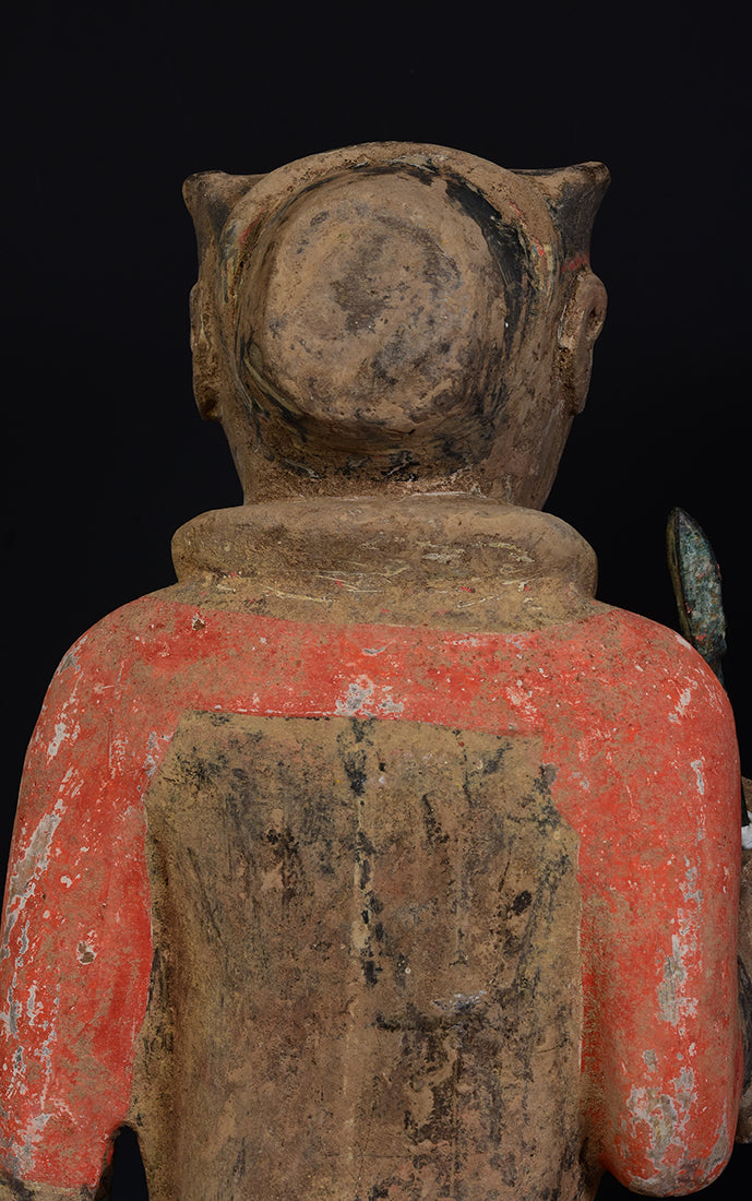 A Pair of Chinese Painted Pottery Warrior Holding Bronze Spear with Oxford TL Test - Set of 2