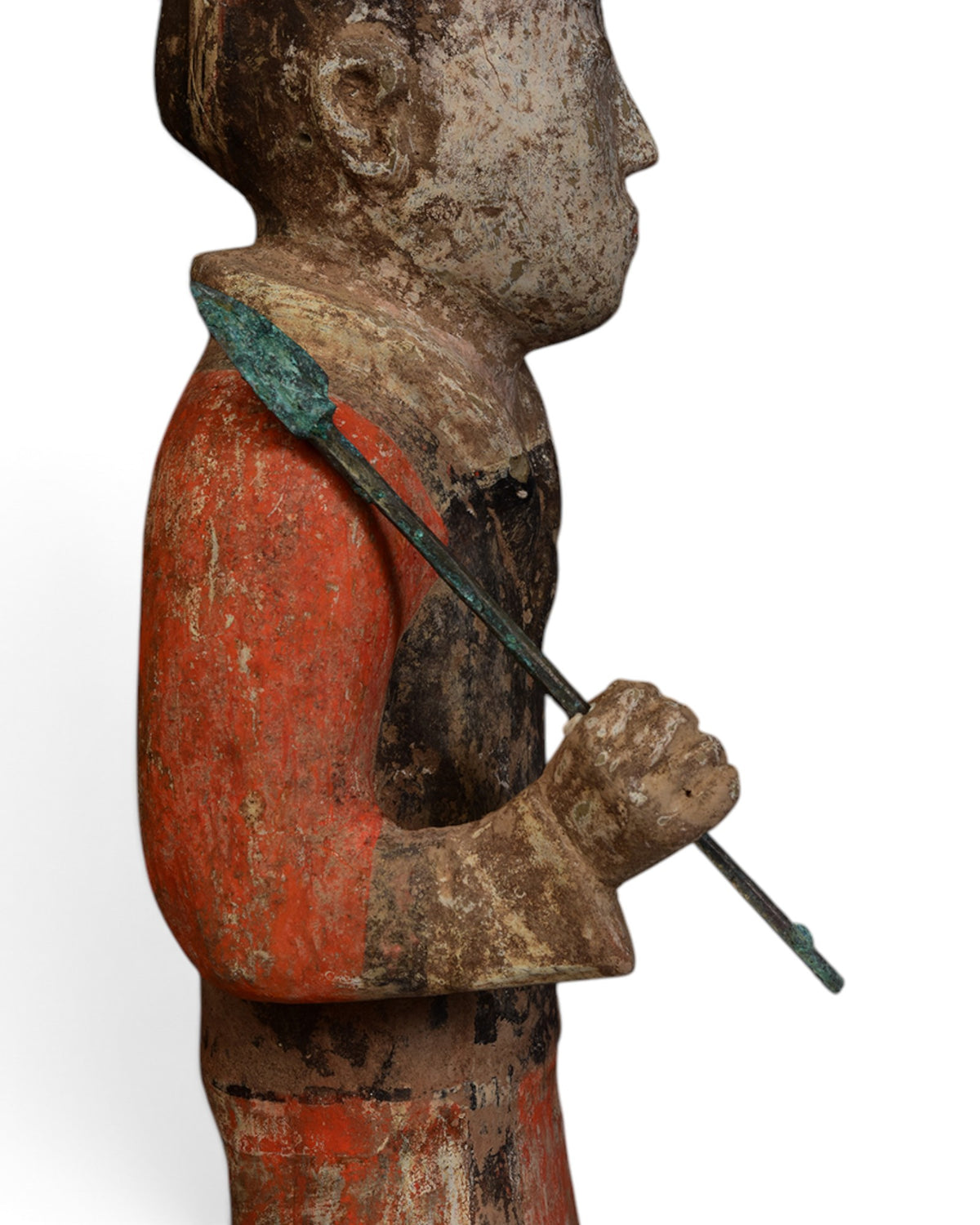 A Pair of Chinese Painted Pottery Warrior Holding Bronze Spear with Oxford TL Test - Set of 2