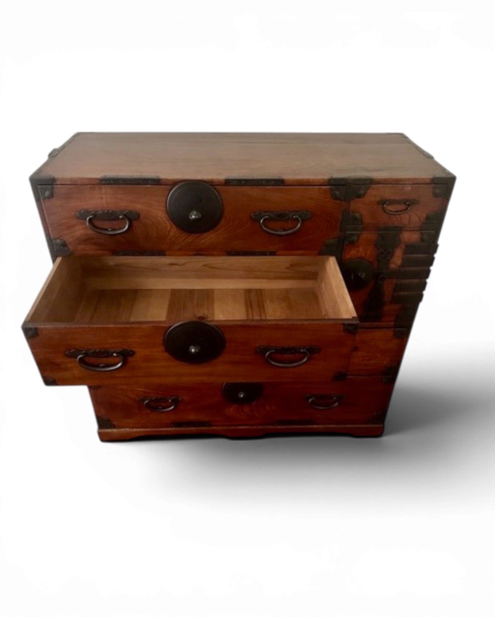Nihonmatsu Keyaki Bridal Tansu Chest with Brass Fittings