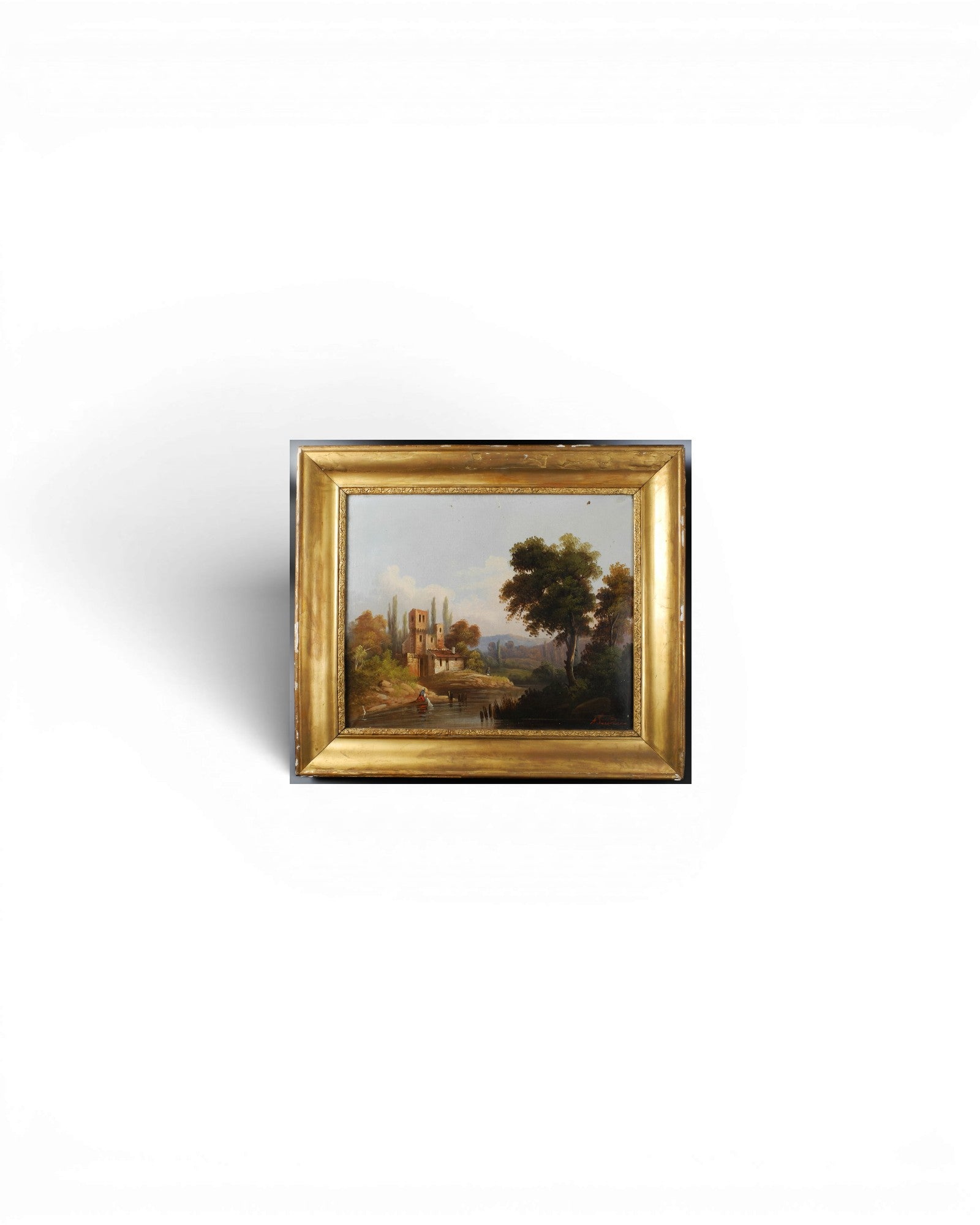 Bucolic Landscape Oil Painting, French School (50 x 58cm) 1 - Surround Living - 1