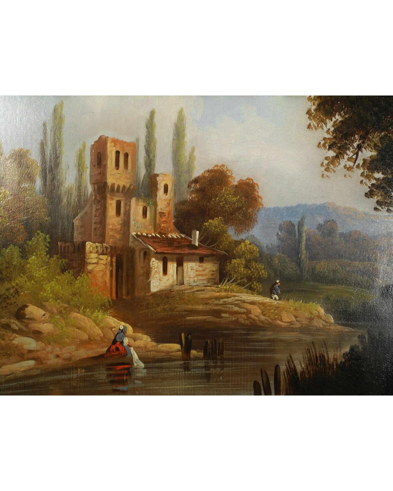 Bucolic Landscape Oil Painting, French School (50 x 58cm) 1 - Surround Living - 4