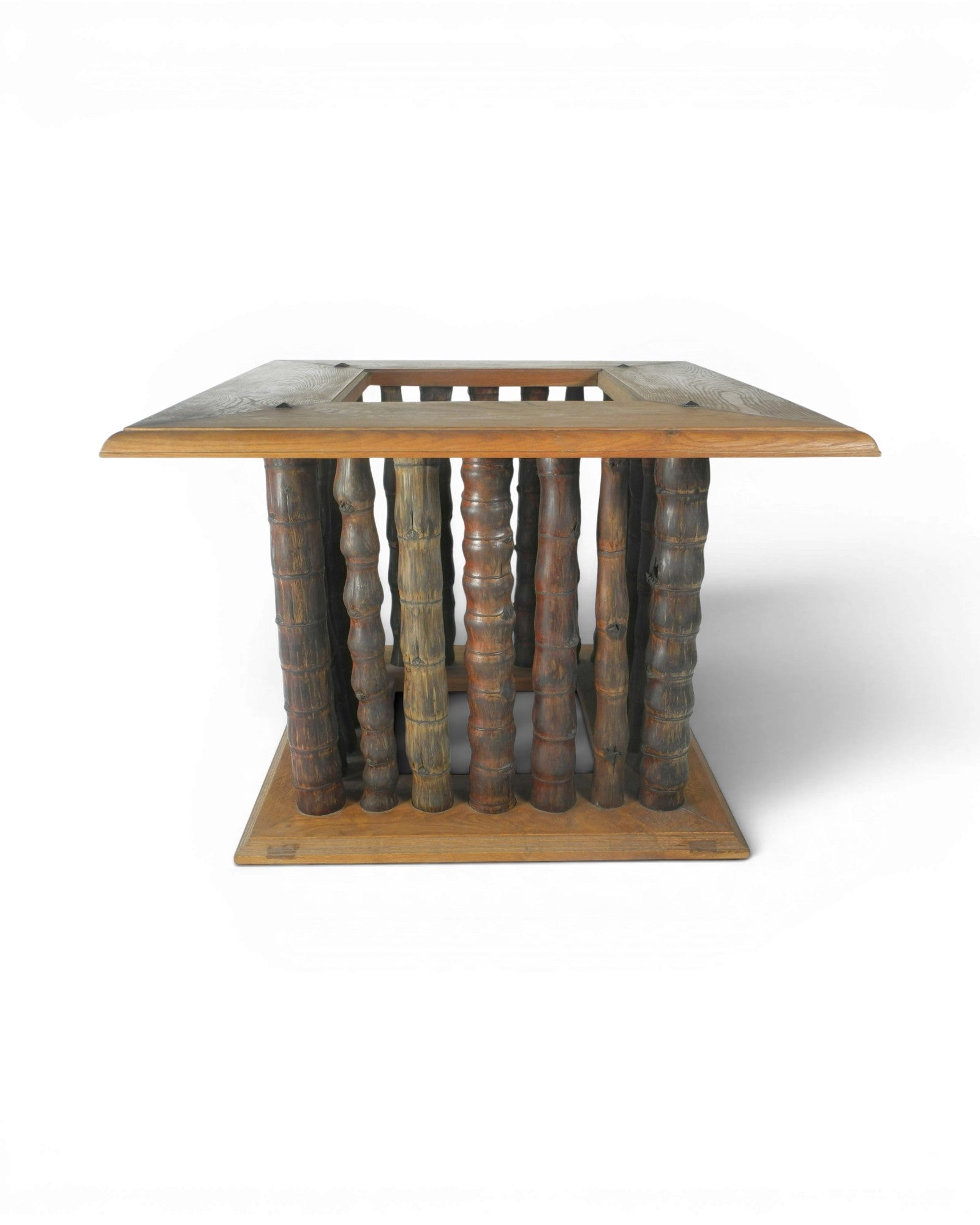 Square Oak and Buddha Belly Bamboo Table - Surround Living - 3