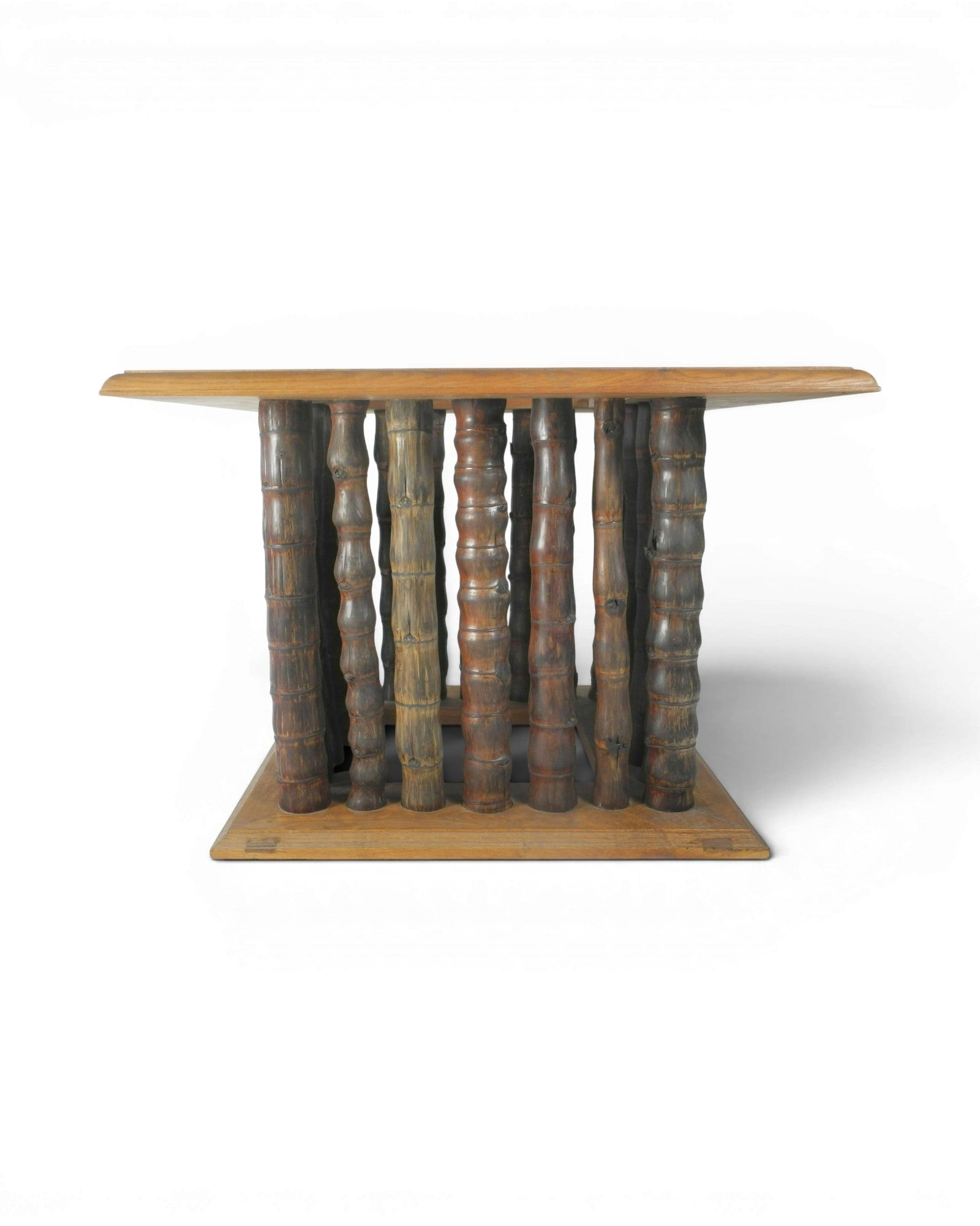 Square Oak and Buddha Belly Bamboo Table - Surround Living - 4