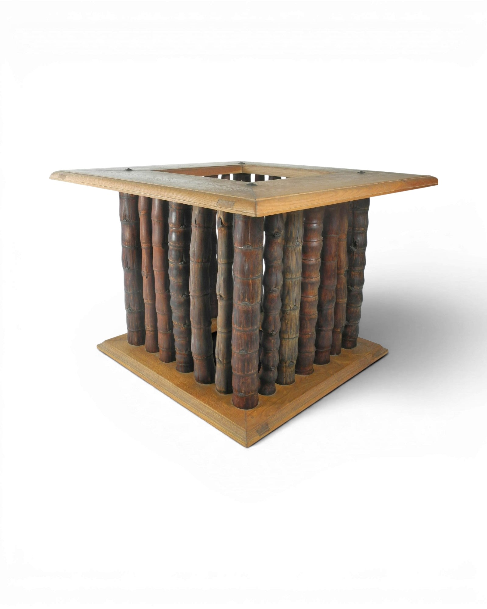 Square Oak and Buddha Belly Bamboo Table - Surround Living - 7