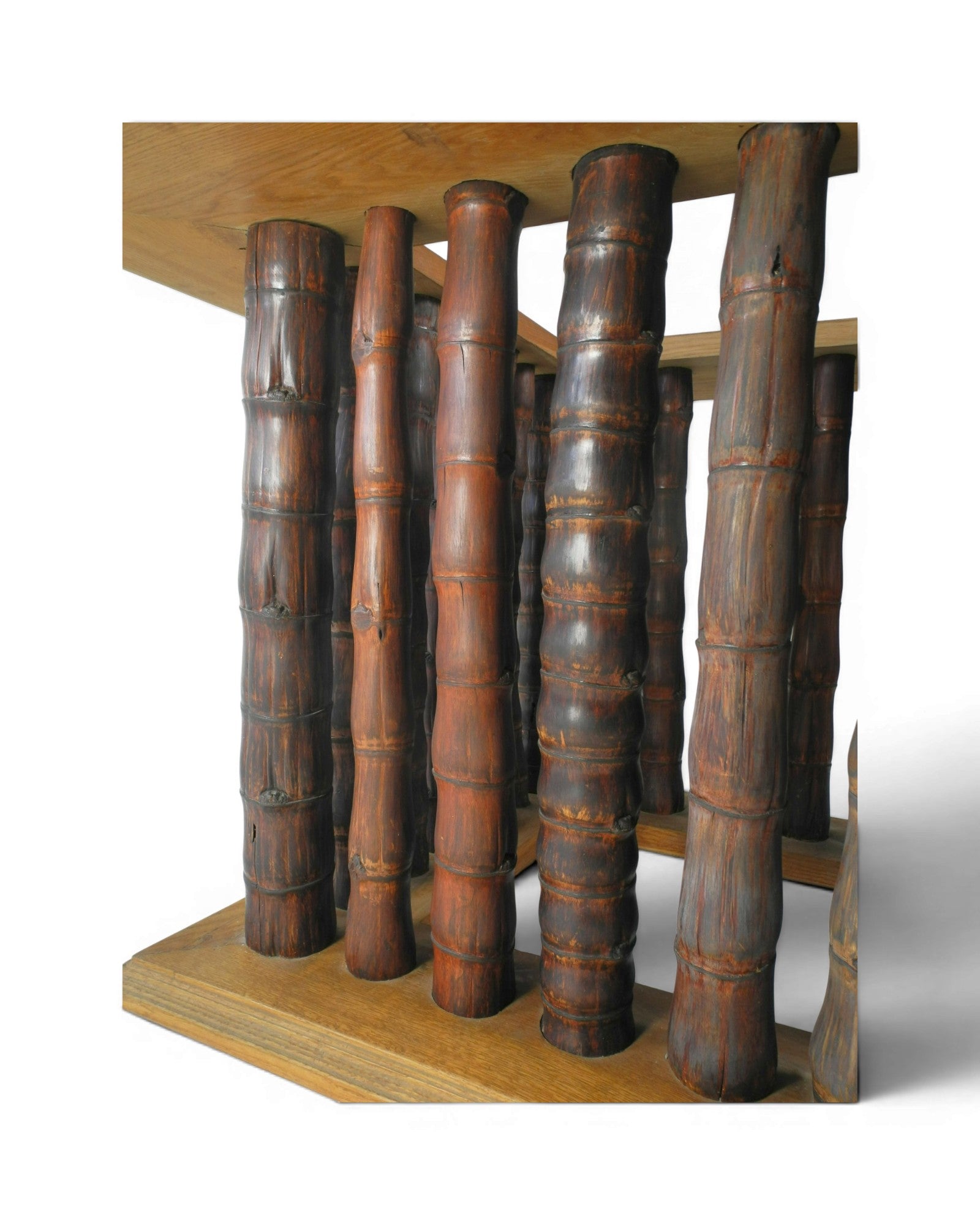 Square Oak and Buddha Belly Bamboo Table - Surround Living - 10