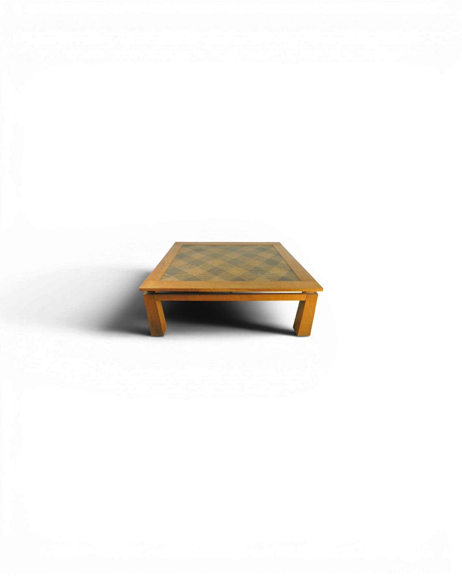 Oak Wood Coffee Table with Borneo Checkered Rattan Top - Surround Living - 1