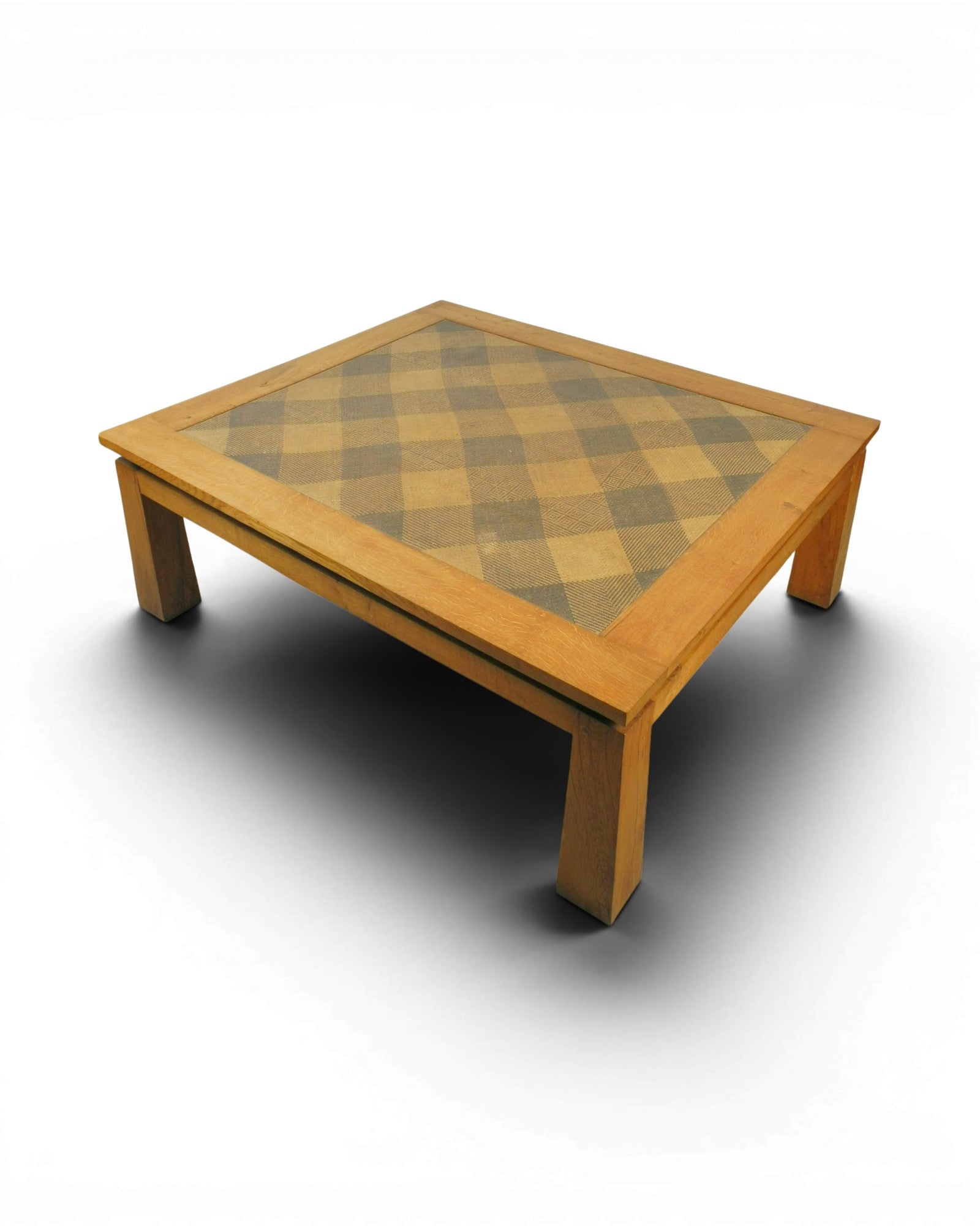 Oak Wood Coffee Table with Borneo Checkered Rattan Top - Surround Living - 3