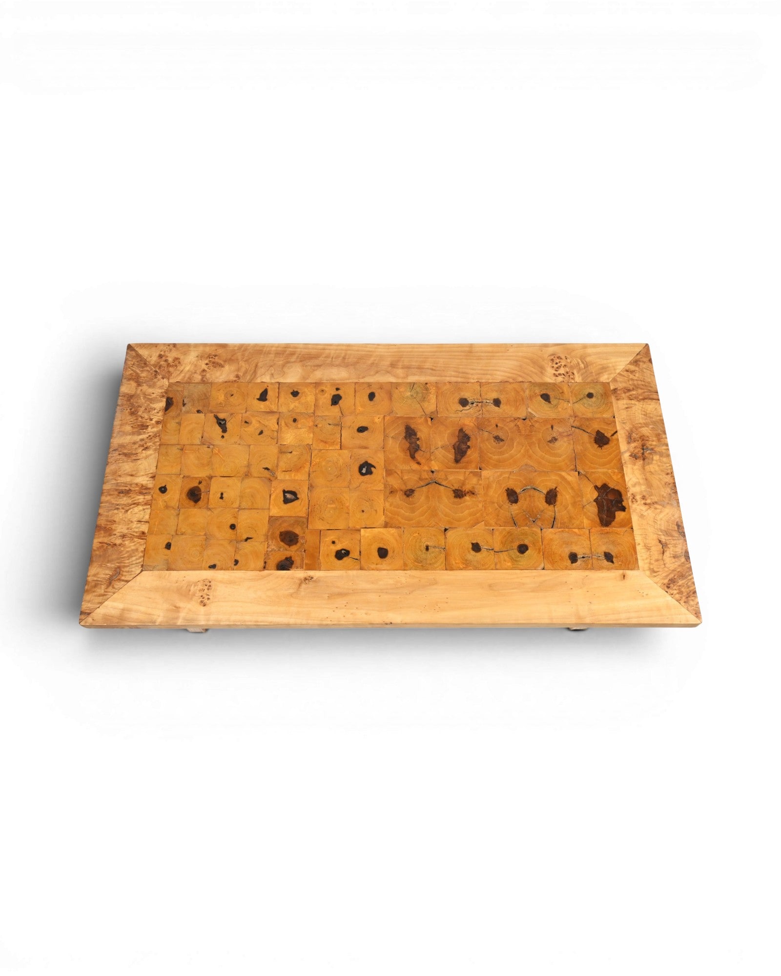 Elm Wood Coffee Table with Poplar Burl Top - Surround Living - 6
