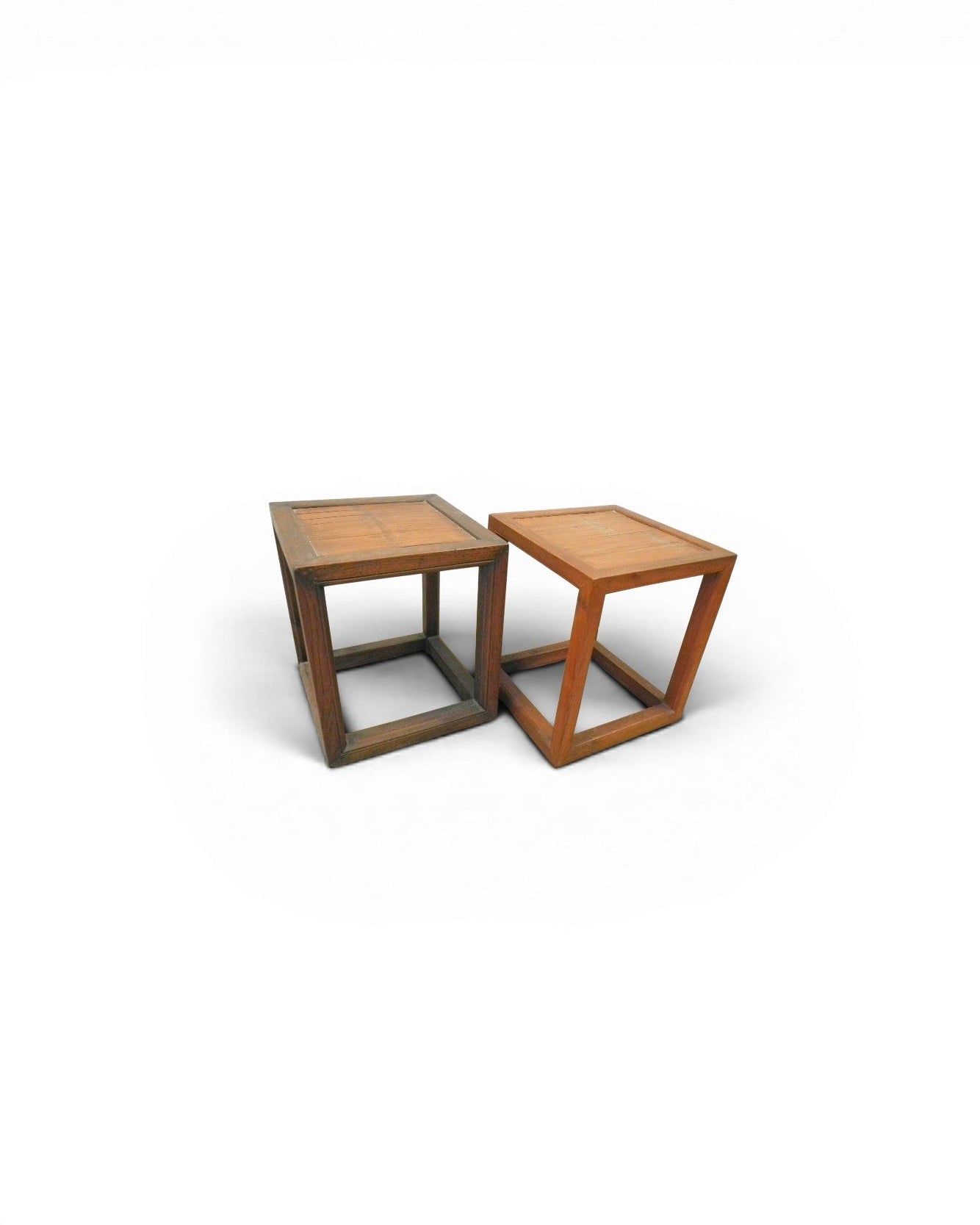 Square Teak and Bamboo Stools / Side Tables - Surround Living - 1