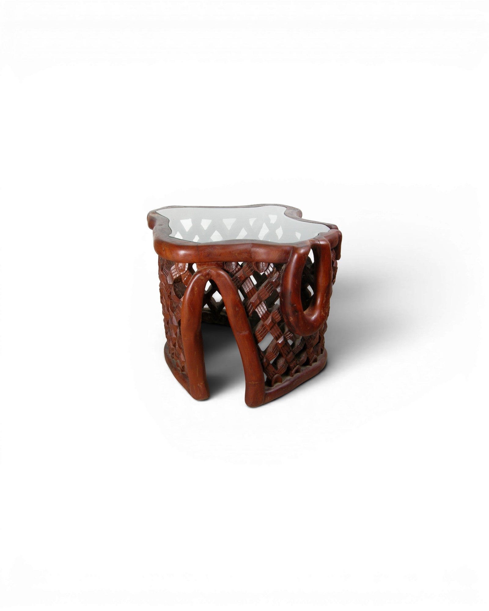 Tribal-Style Side Table Sculpture