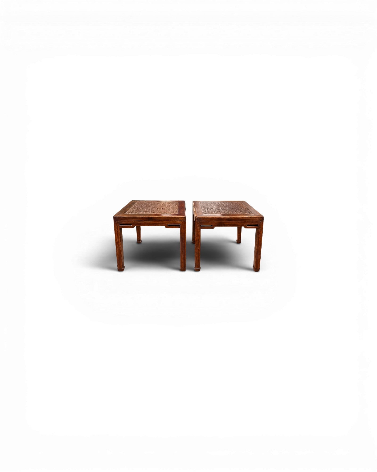 Pair of Qing Dynasty Lacquered Elm Wood Hocker Stools (Huixian Province)