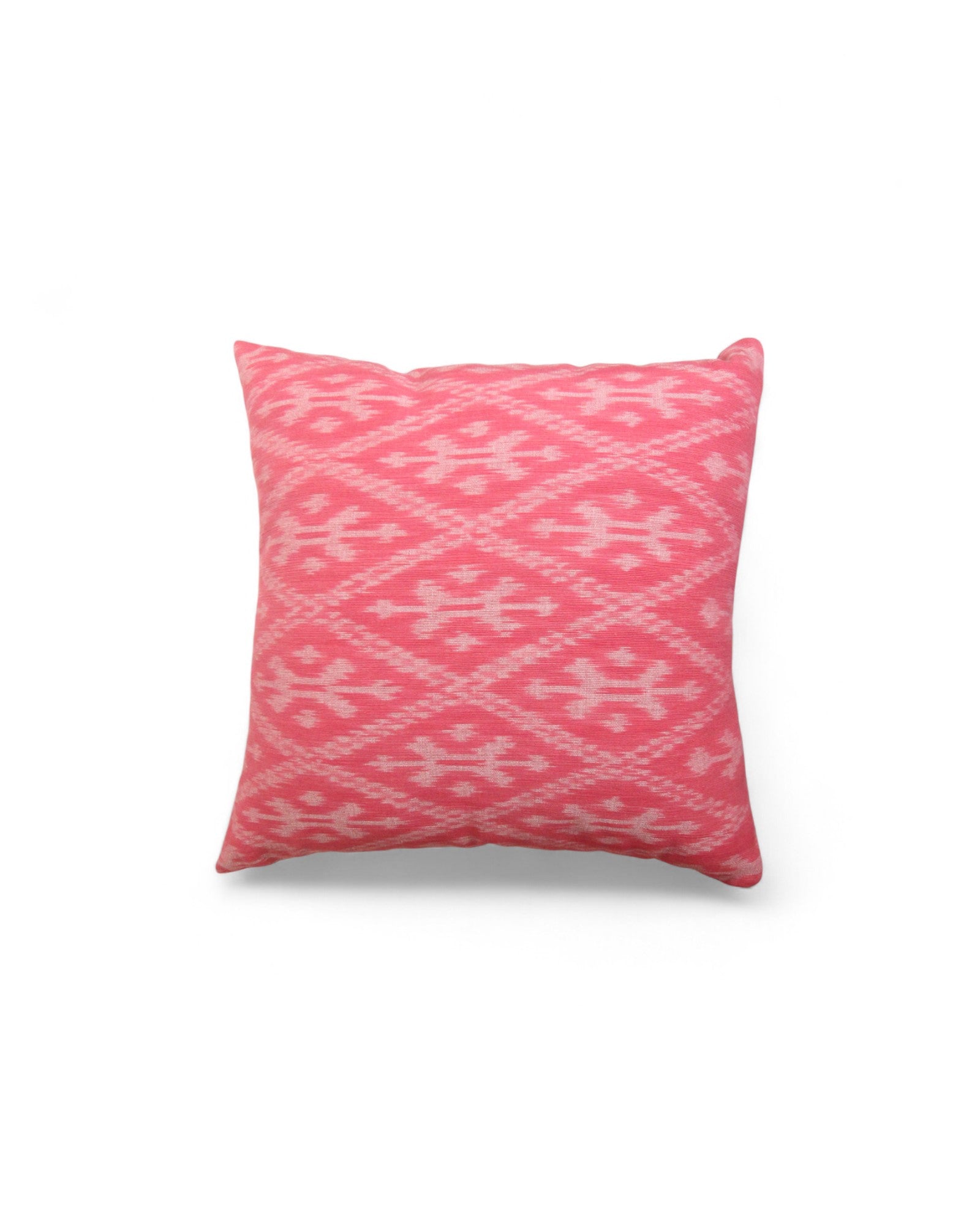 Square Cushion, Handwoven Mudmee Ikat Fabric - Pastel Pink