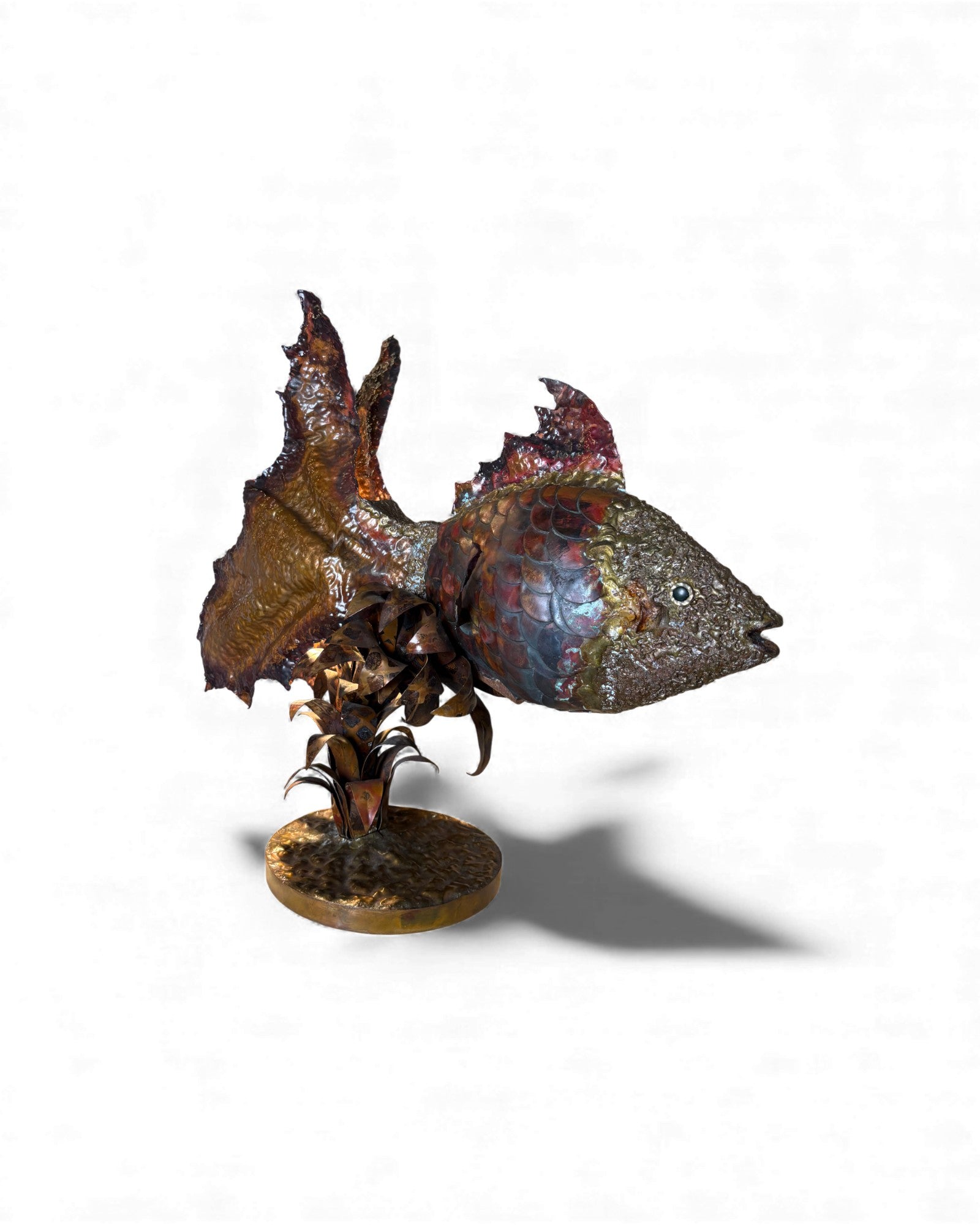 Irredescent Handcrafted Metal Fish Lamp Surround Living - 19