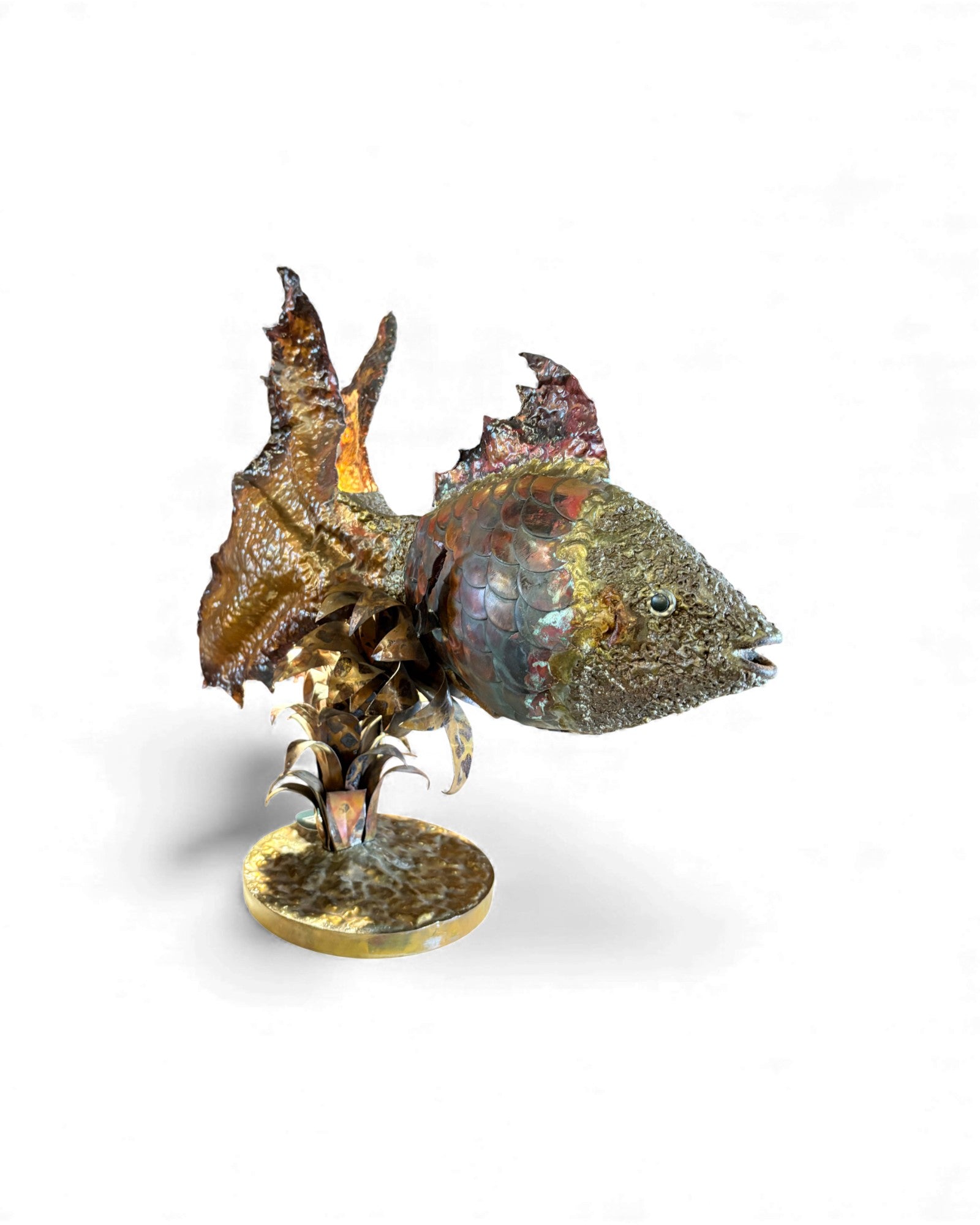 Irredescent Handcrafted Metal Fish Lamp Surround Living - 13