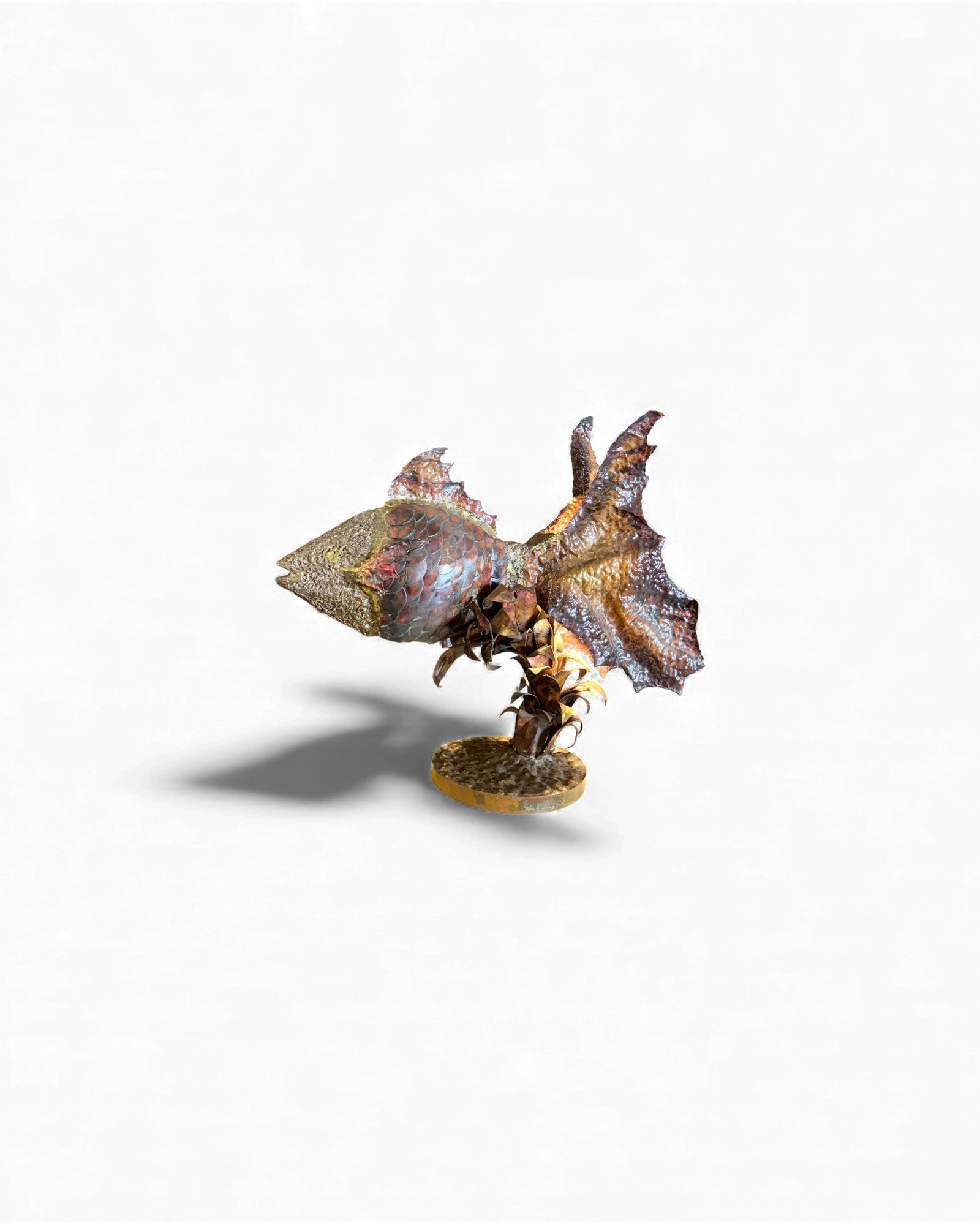 Irredescent Handcrafted Metal Fish Lamp Surround Living - 8