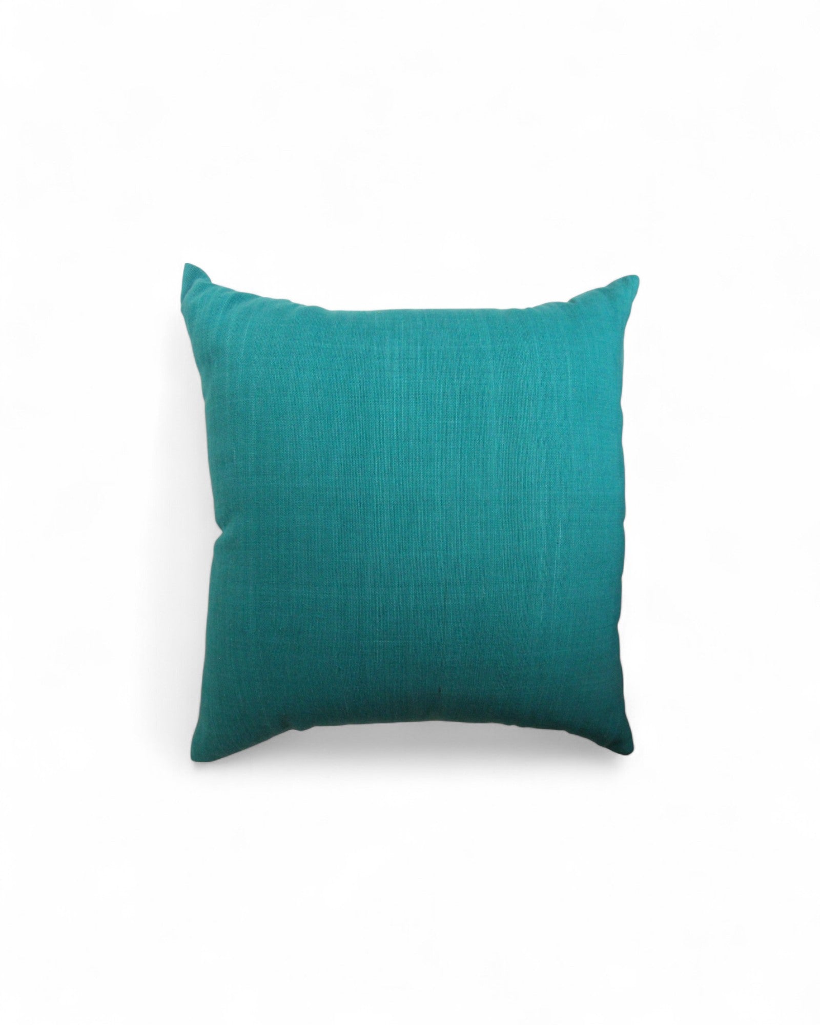 Square cushion with handwoven cotton and lisu embroidery center