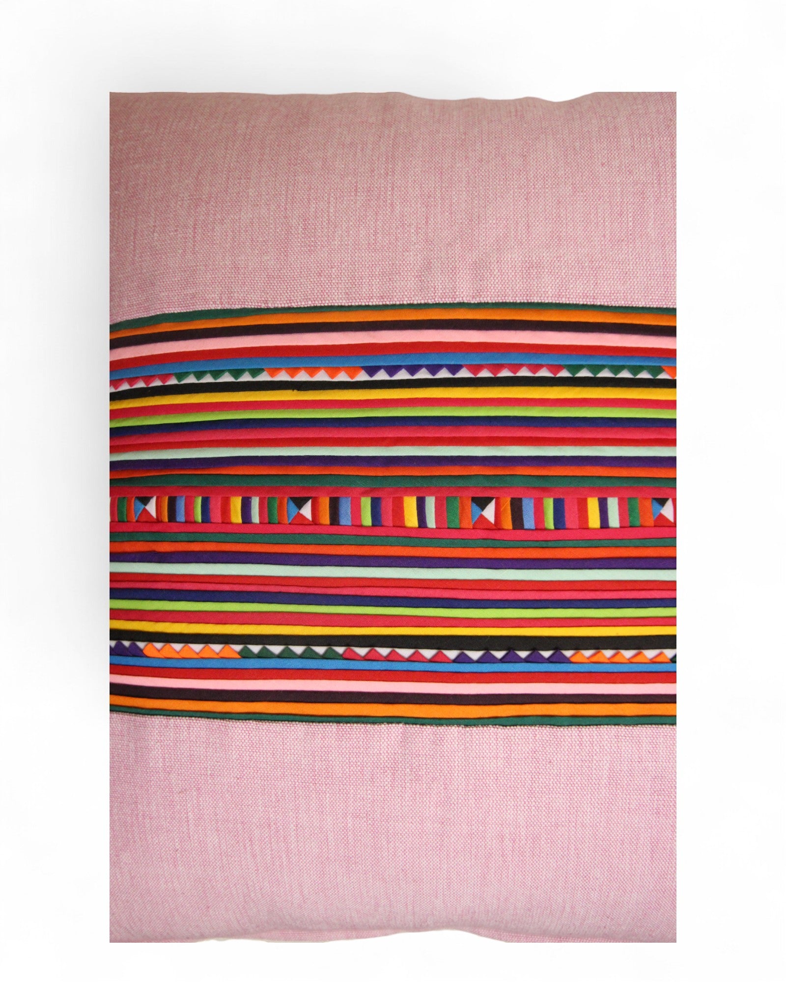 Square Cushion with Handwoven Cotton and Lisu Embroidery Center