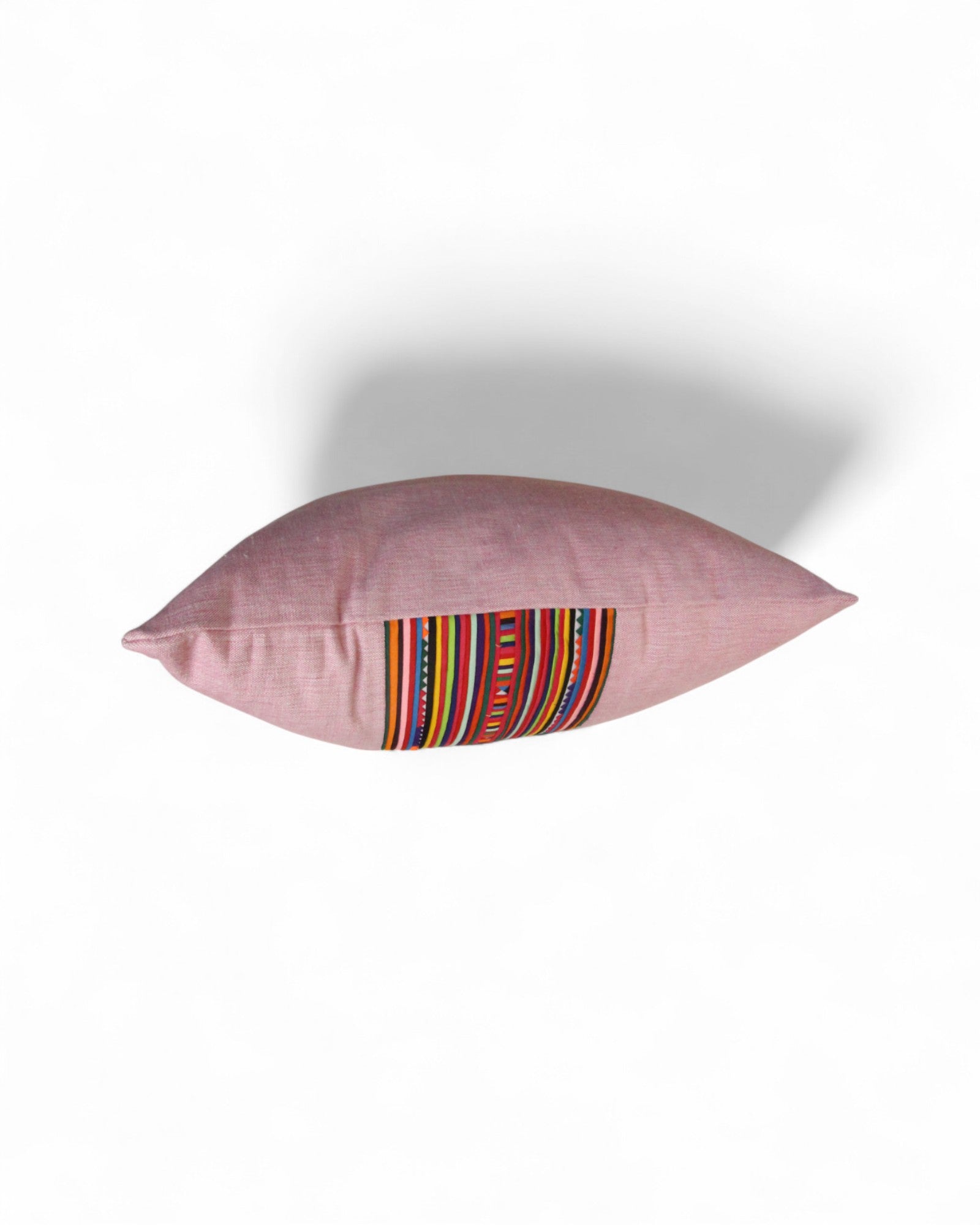 Square Cushion with Handwoven Cotton and Lisu Embroidery Center