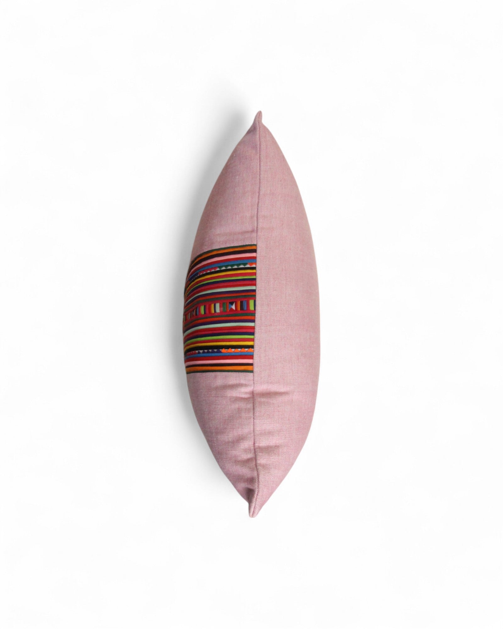 Square Cushion with Handwoven Cotton and Lisu Embroidery Center