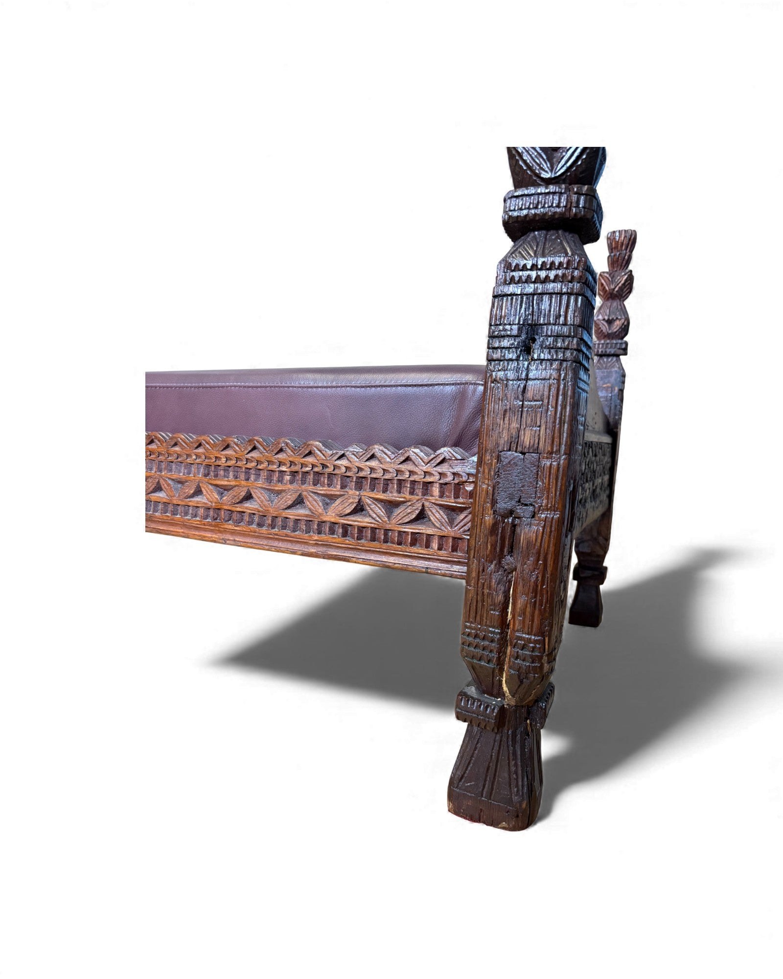 Antique Hand-Carved Wooden Daybed Surround Living - 7