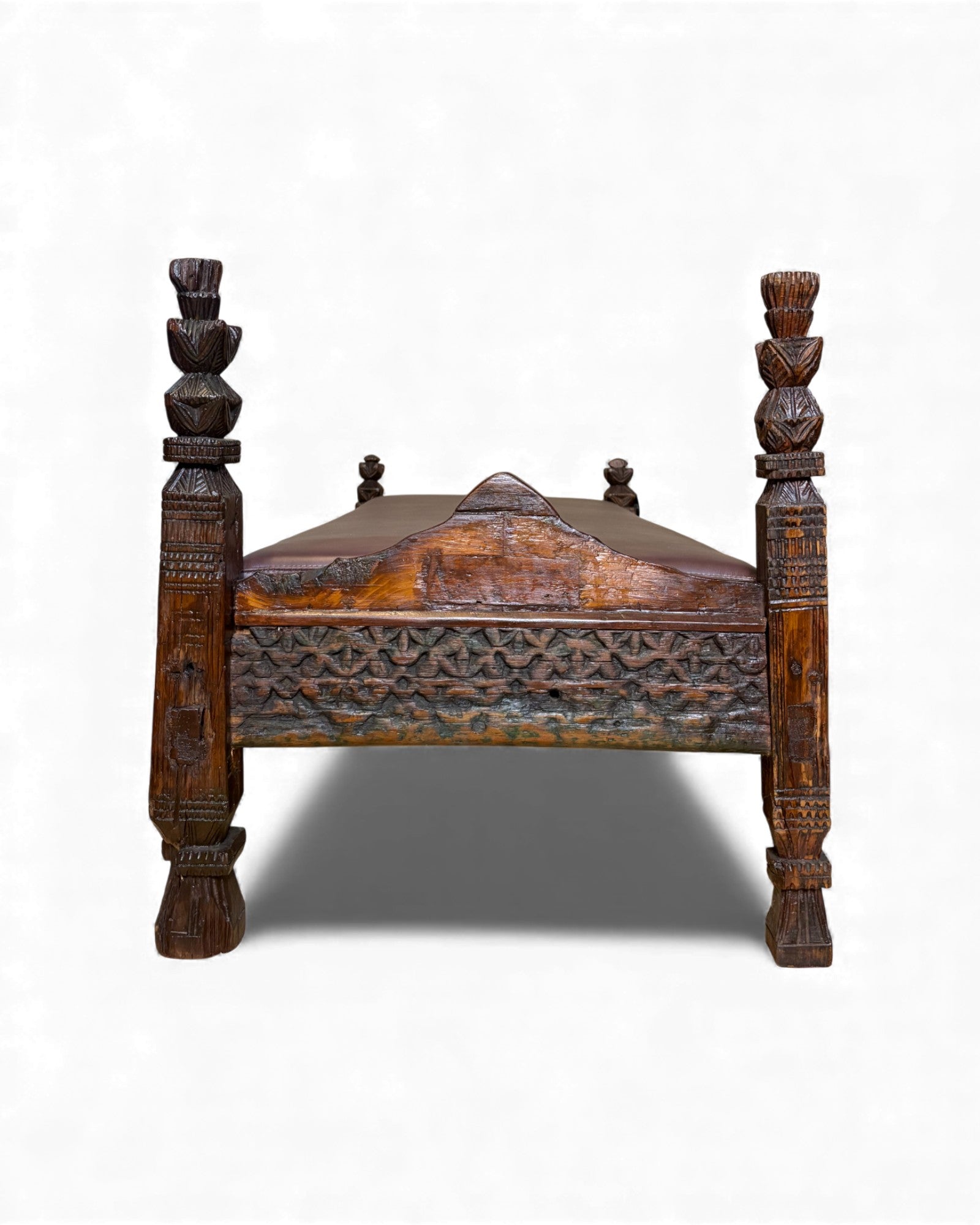 Antique Hand-Carved Wooden Daybed Surround Living - 5