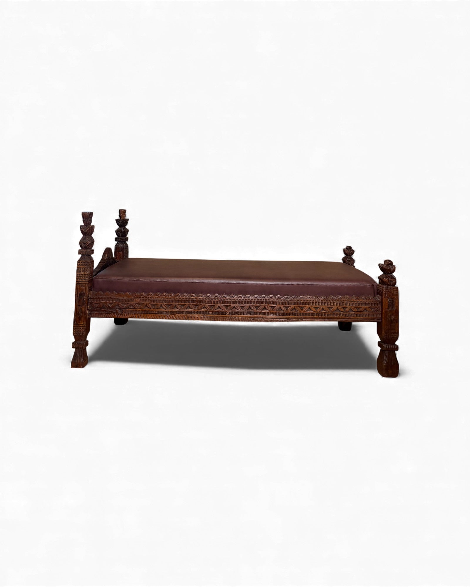 Antique Hand-Carved Wooden Daybed Surround Living - 1