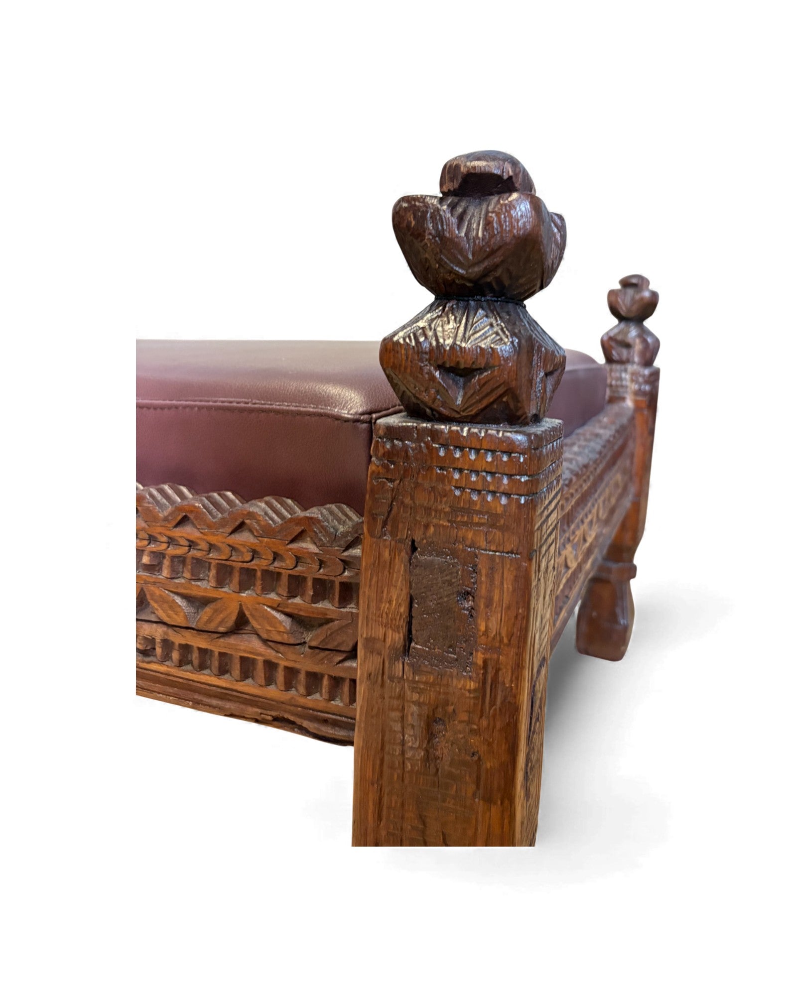 Antique Hand-Carved Wooden Daybed Surround Living - 13