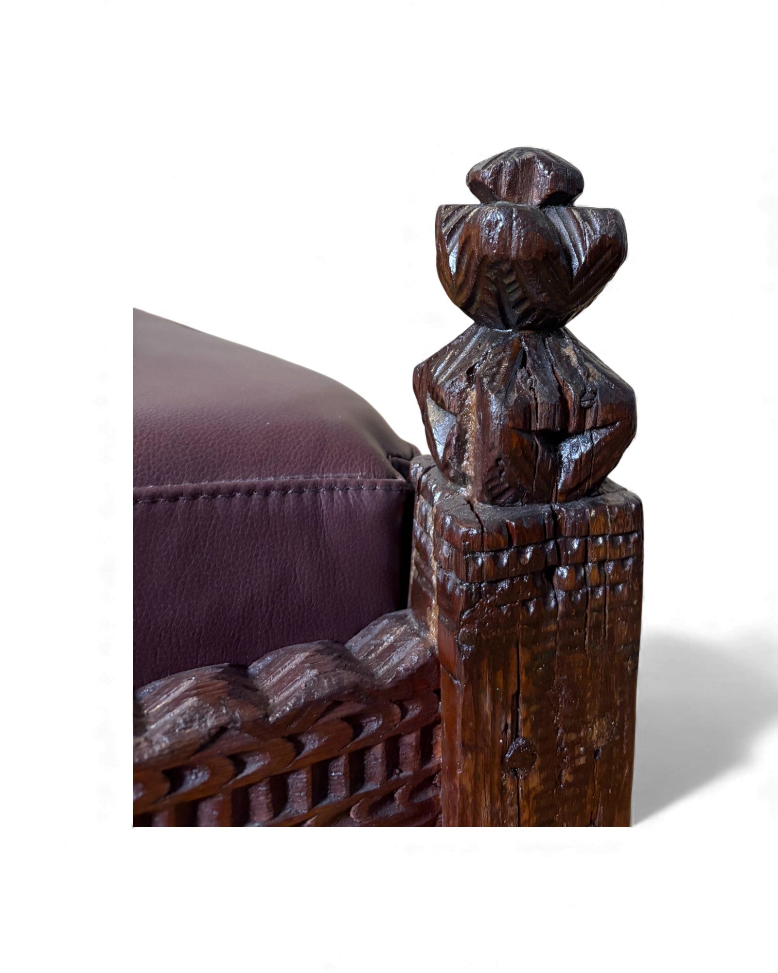 Antique Hand-Carved Wooden Daybed Surround Living - 14