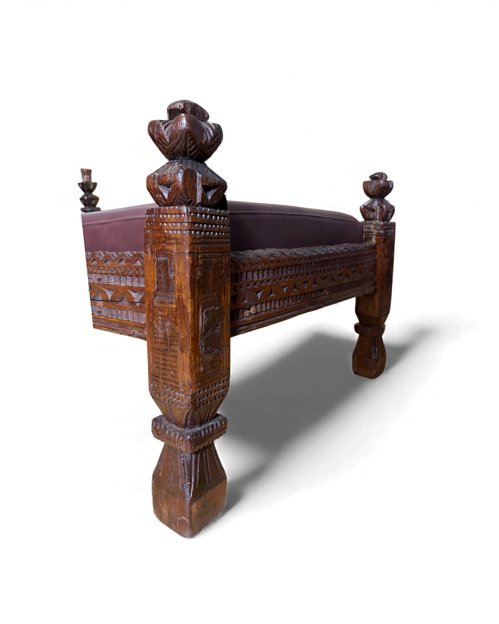 Antique Hand-Carved Wooden Daybed Surround Living - 6