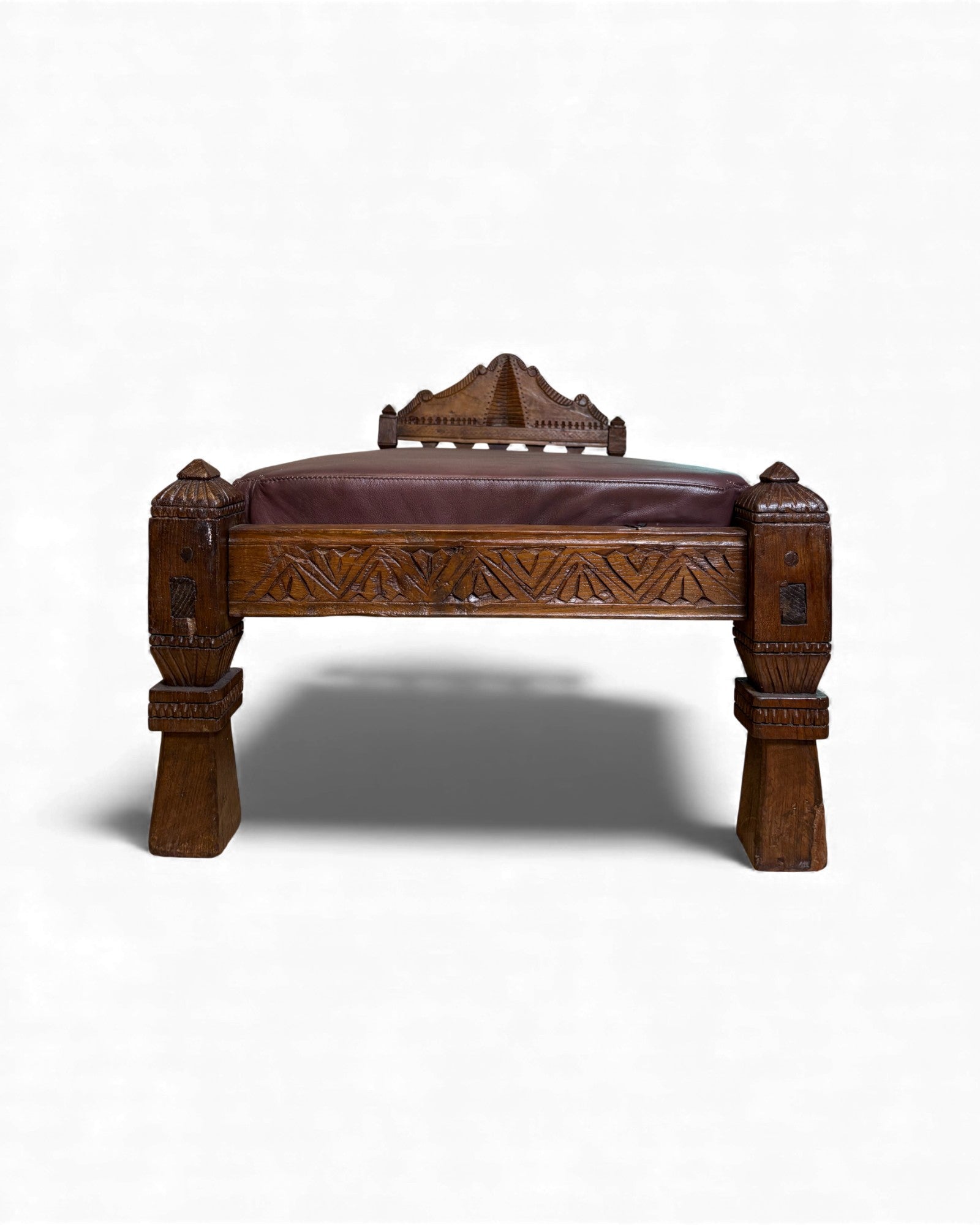 Antique Hand-Carved Daybed with Raised Backrest Surround Living - 3
