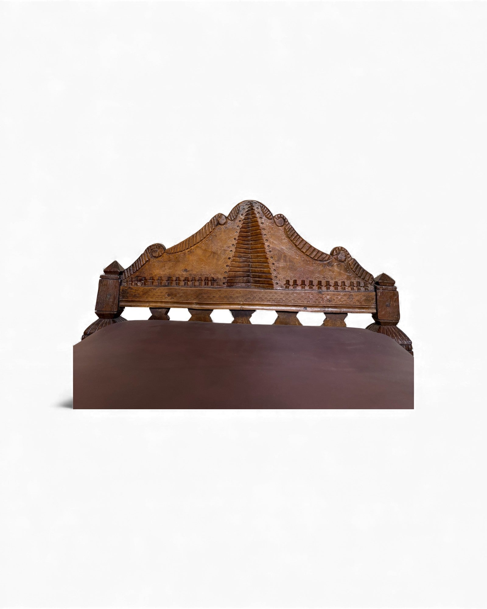 Antique Hand-Carved Daybed with Raised Backrest Surround Living - 10