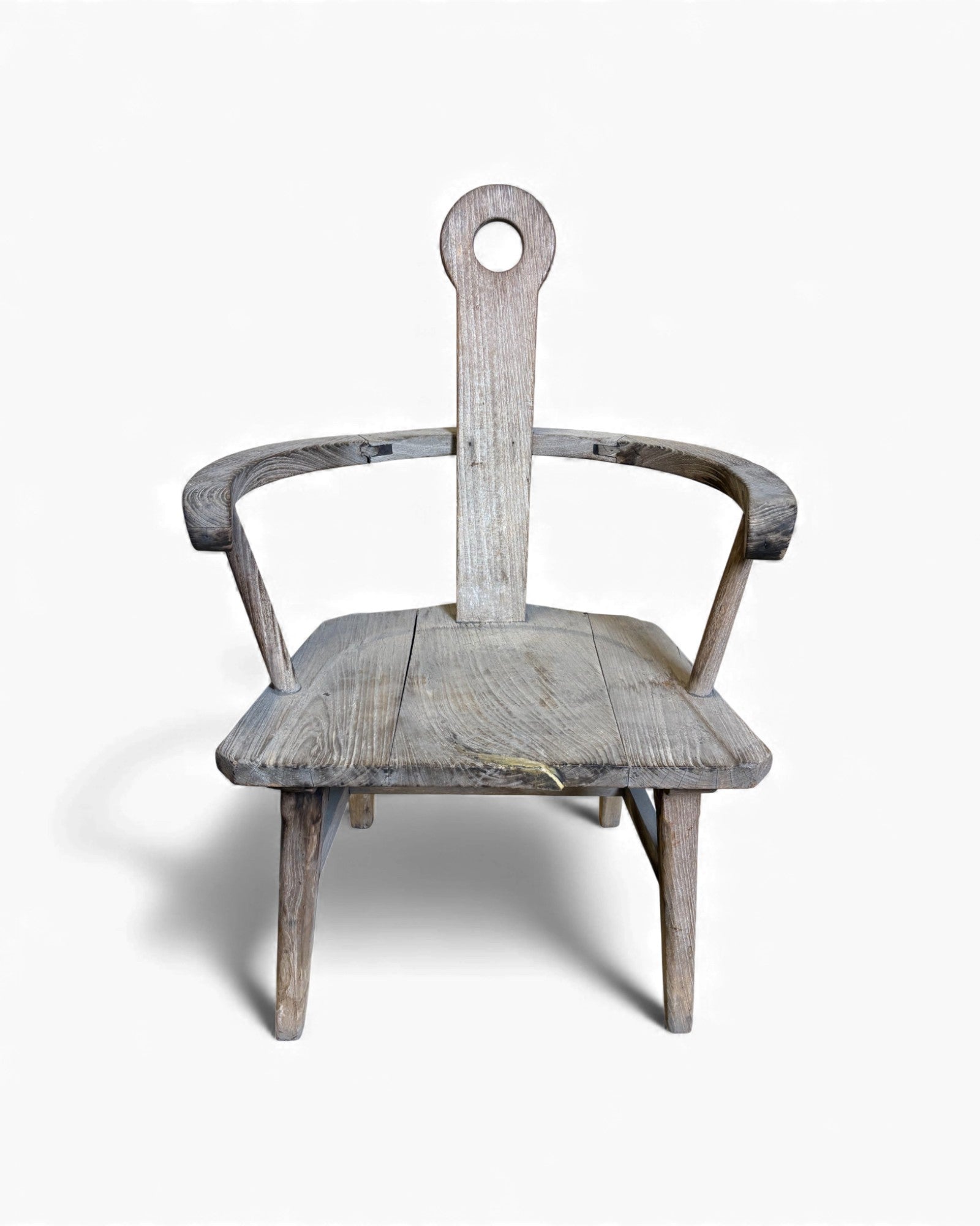 Primitive Wooden Armchair with Circular Backrest Surround Living - 3
