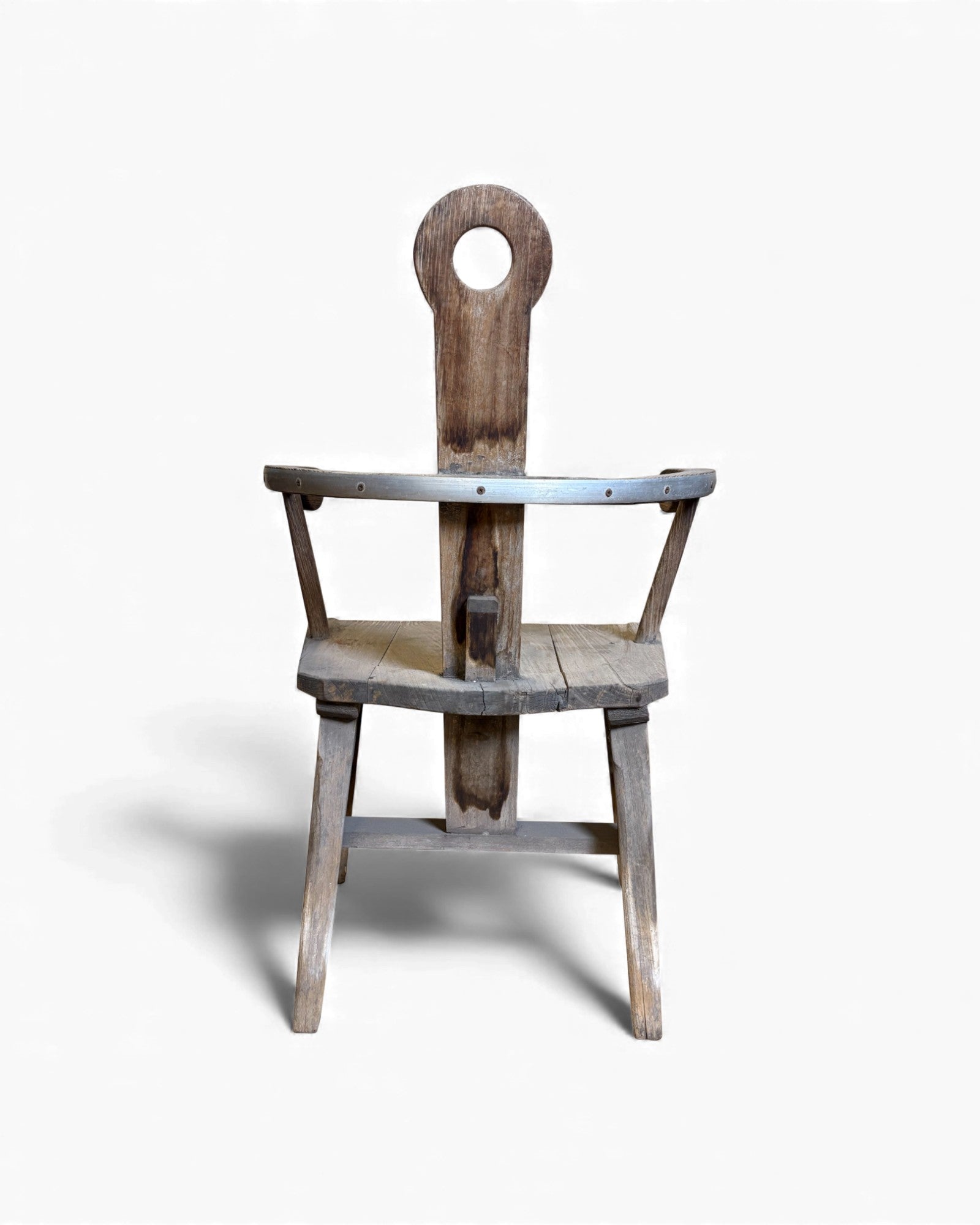 Primitive Wooden Armchair with Circular Backrest Surround Living - 7