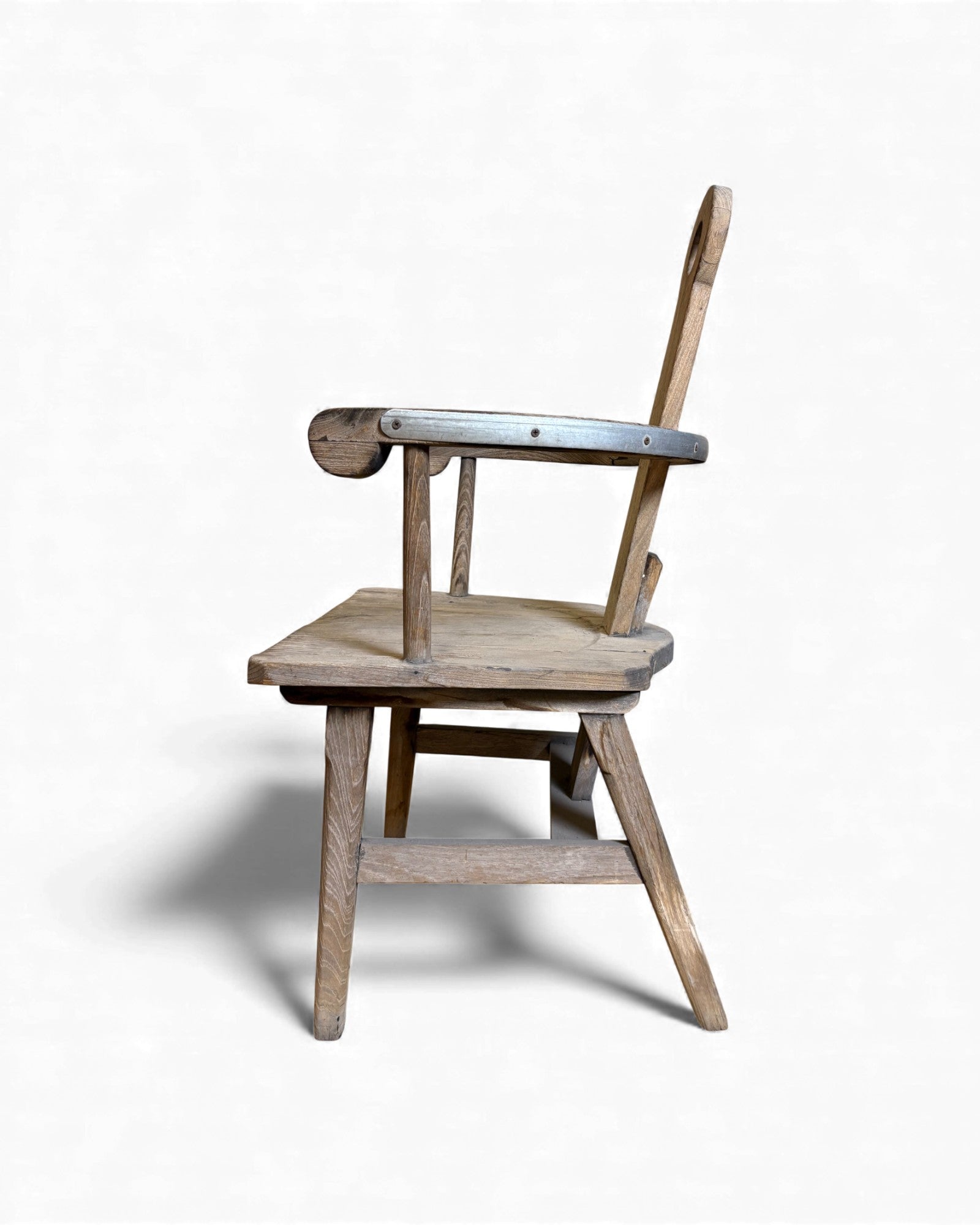 Primitive Wooden Armchair with Circular Backrest Surround Living - 9