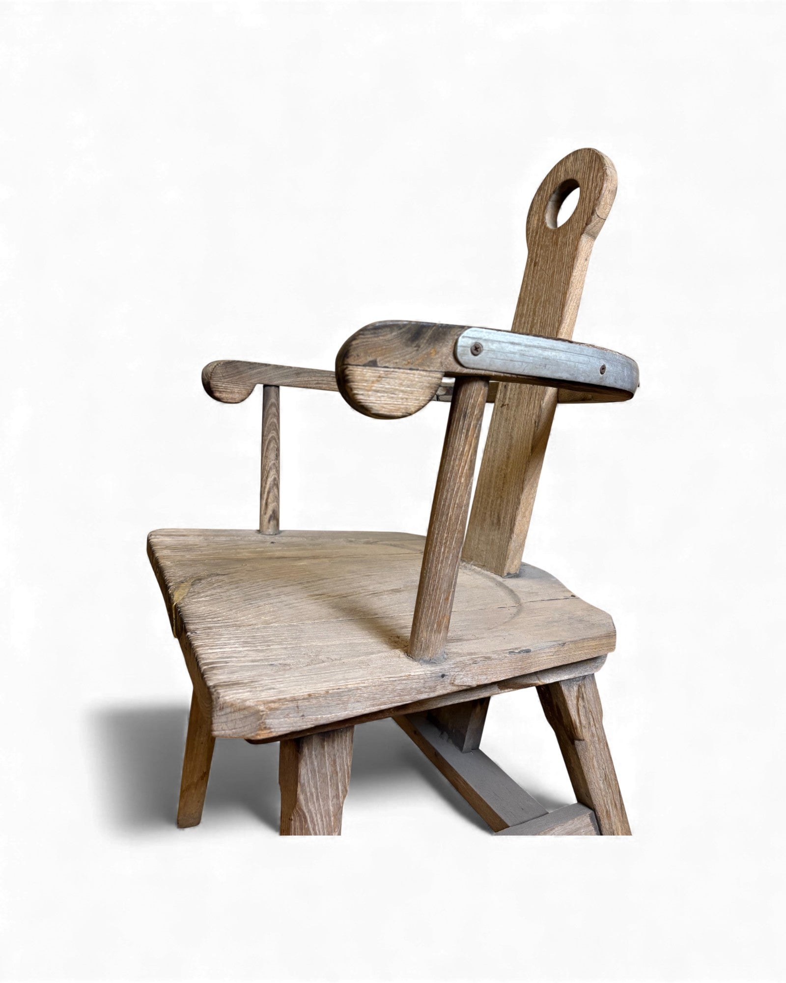 Primitive Wooden Armchair with Circular Backrest Surround Living - 10